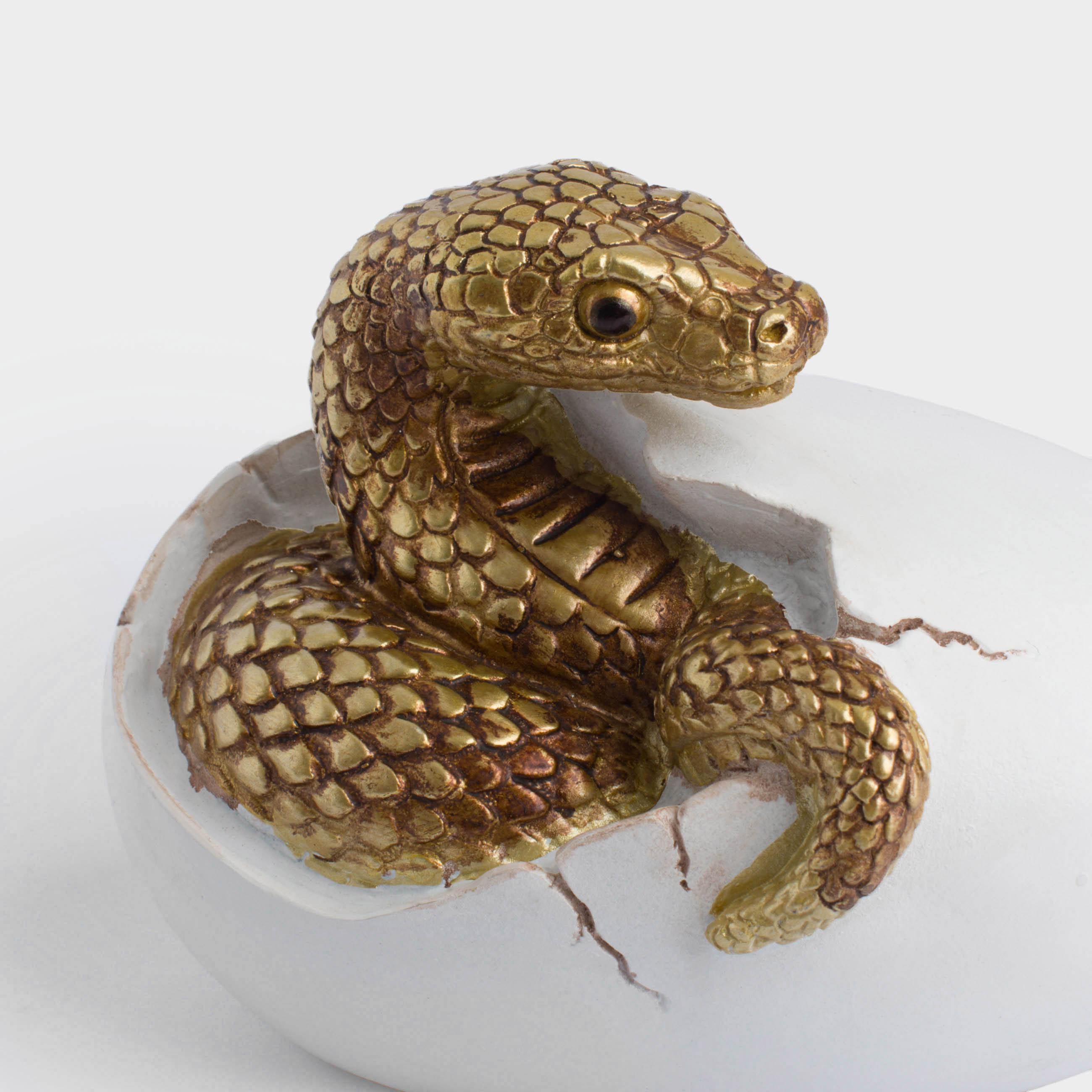 Статуэтка, 13 см, полирезин, молочно-золотистая, Змея, Snake gold, image-5
