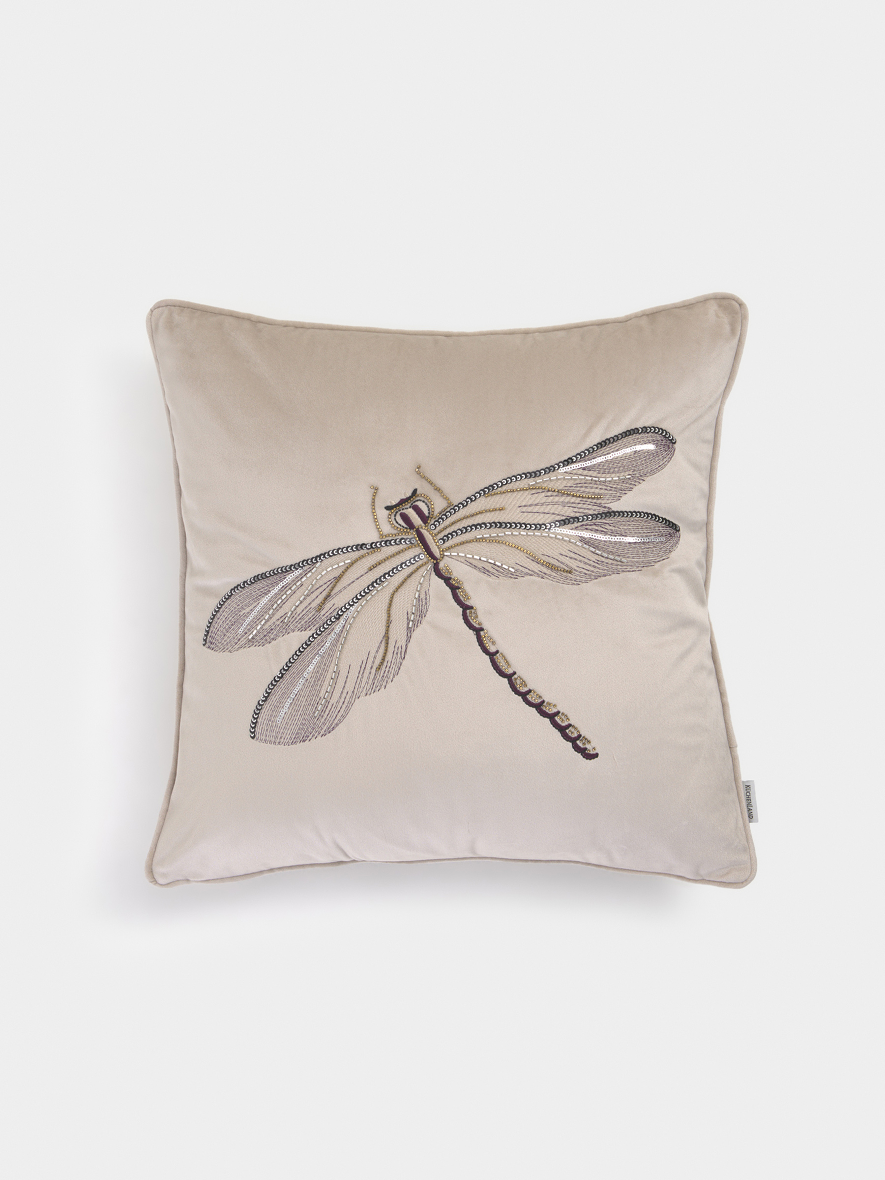 Подушка декоративная, 45х45 см, с бисером, Стрекоза, Dragonfly