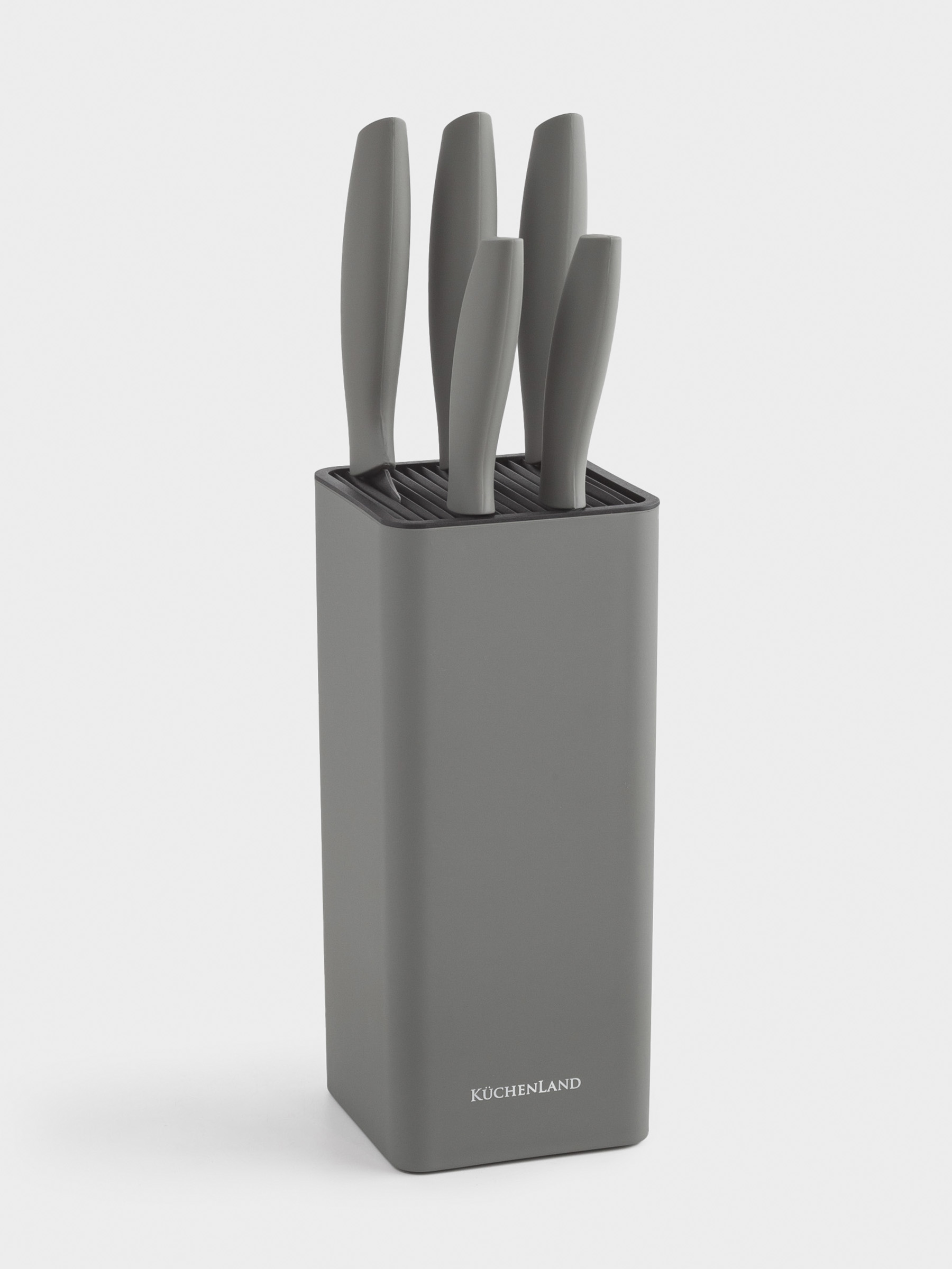 Набор ножей, 5 пр, в подставке, сталь/пластик, серый, Grey steel, image-0