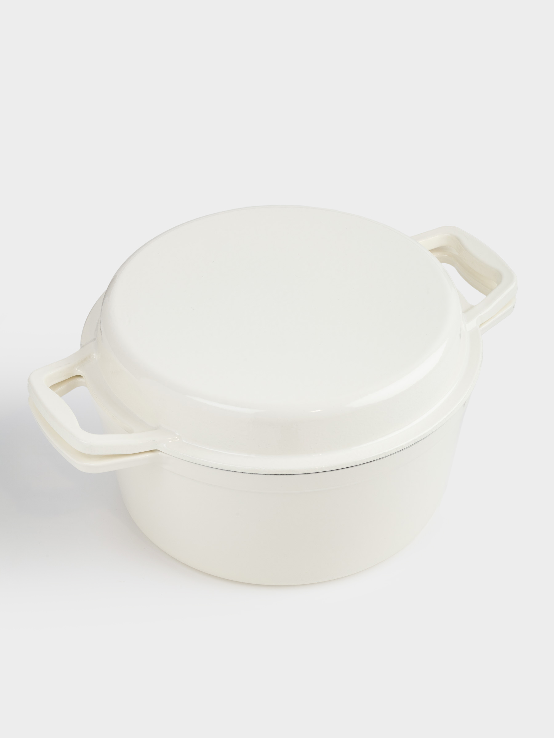 Казан, 25 см, 4,3 л, с крышкой сковородой-гриль, чугун, молочный, Light kitchen, image-2