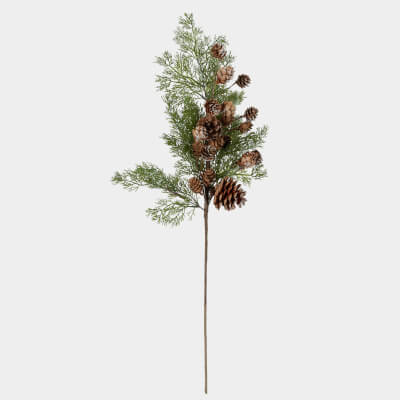 Ветка декоративная, 74 см, полиэтилен, серебристая, Хвоя с шишками, Conifer decor ,image-0