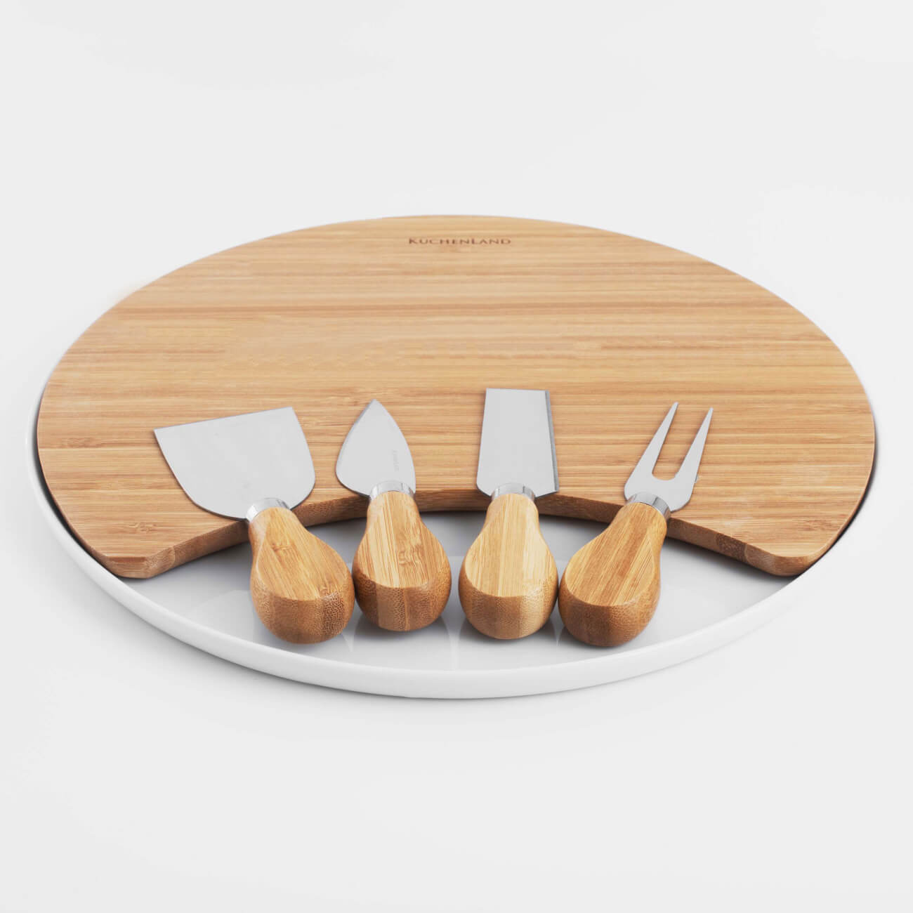 Набор для сыра, 6 пр, блюдо-доска на подставке, керамика/бамбук, Круг, Cheese набор кухонных ножей на подставке доляна