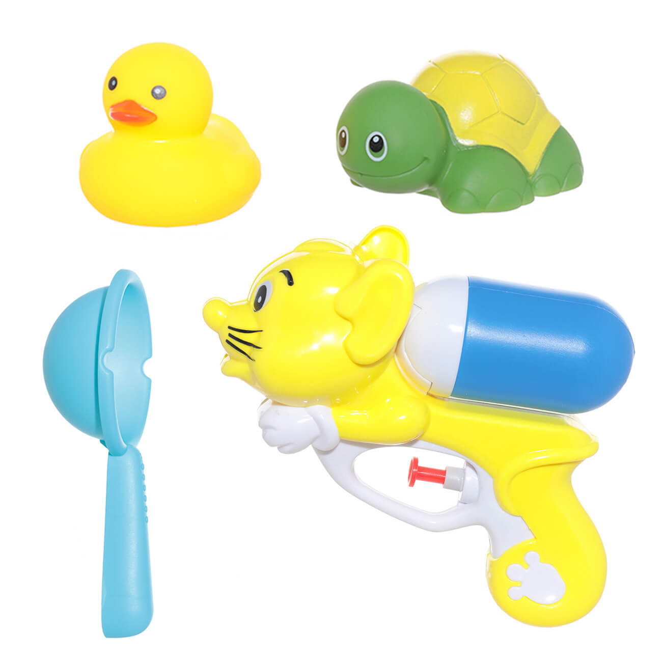 Набор игрушек для купания, 4 пр, водный пистолет/игрушки, резина/пластик, желтый, Duck yellow изображение № 1