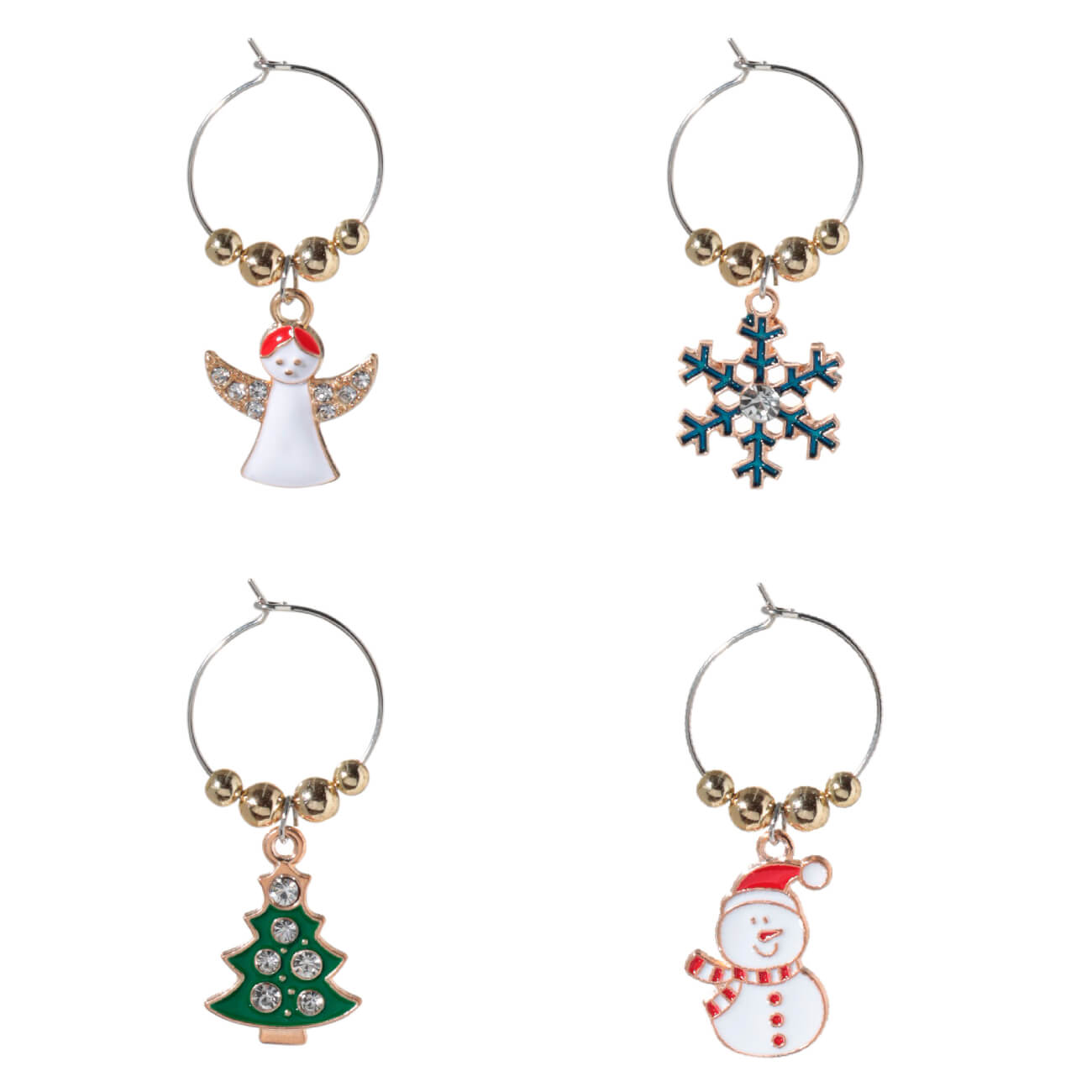 

Подвеска для бокала, 4 шт, металл, Новогодние атрибуты, Christmas