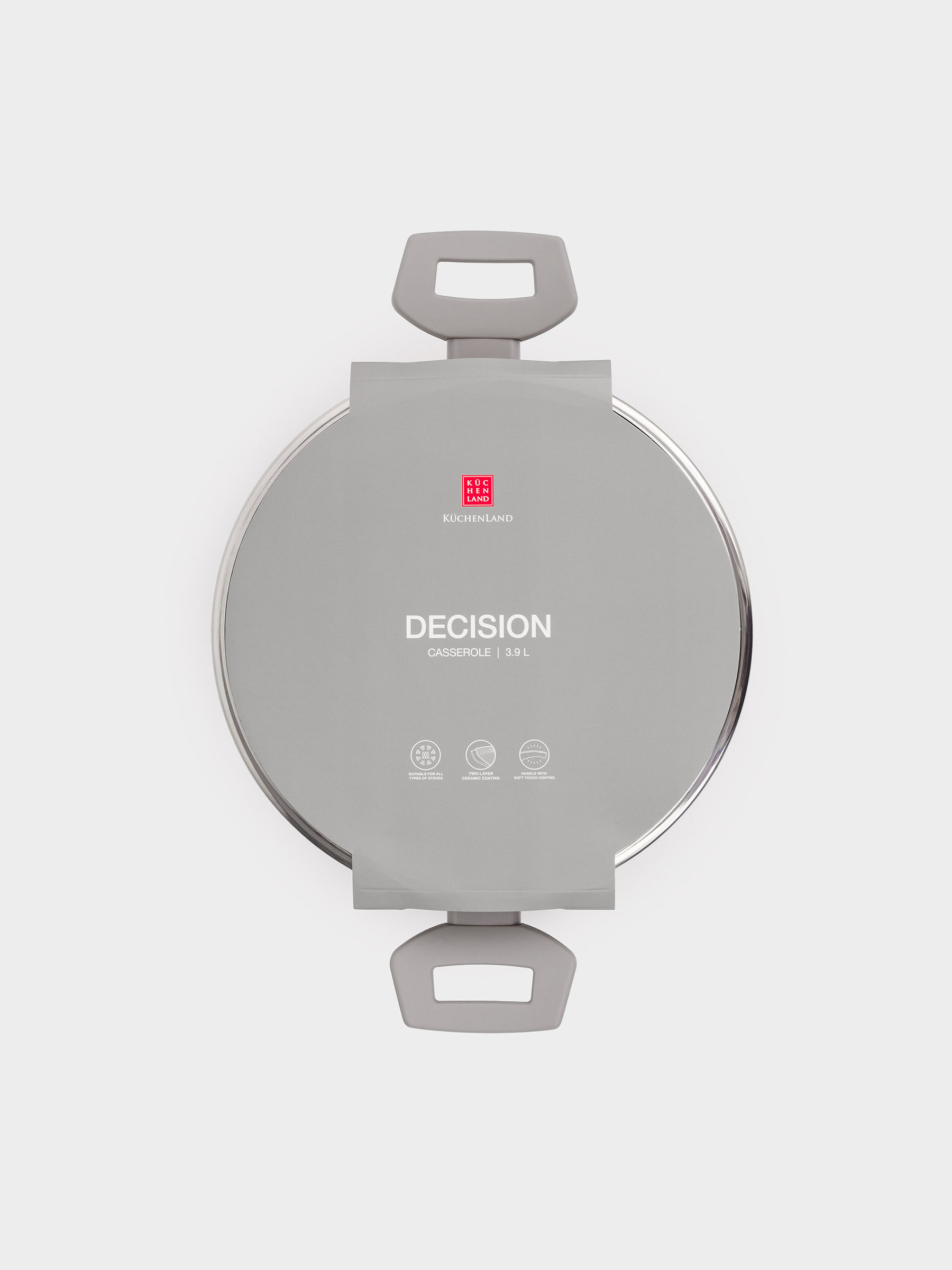 Кастрюля, 24 см, 3,9 л, с крышкой, с покрытием, алюминий, бежево-серая, Decision, image-4