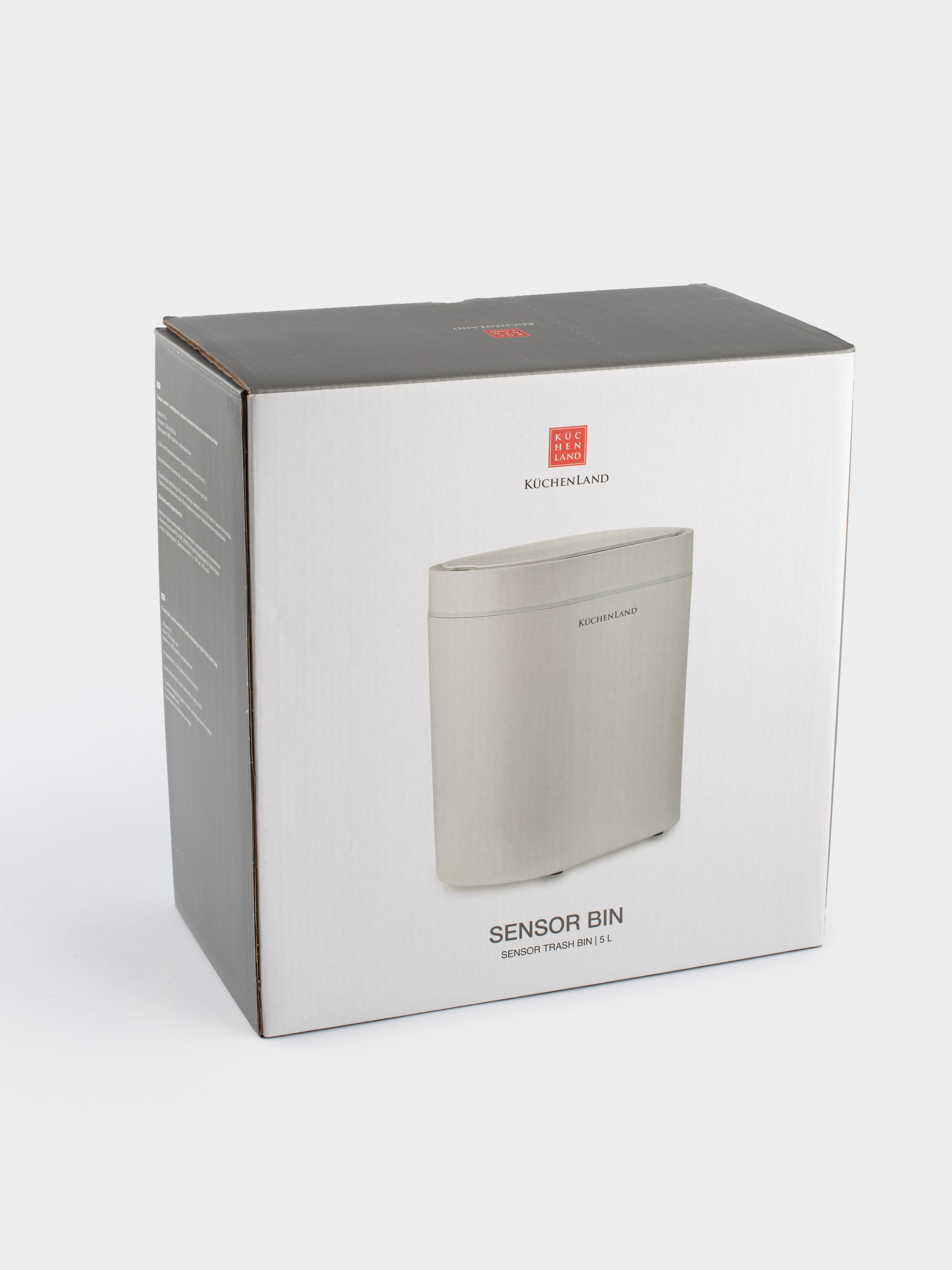 Ведро для мусора, 5 л, сенсорное, пластик, овальное/узкое, бело-серое, Sensor bin, image-5