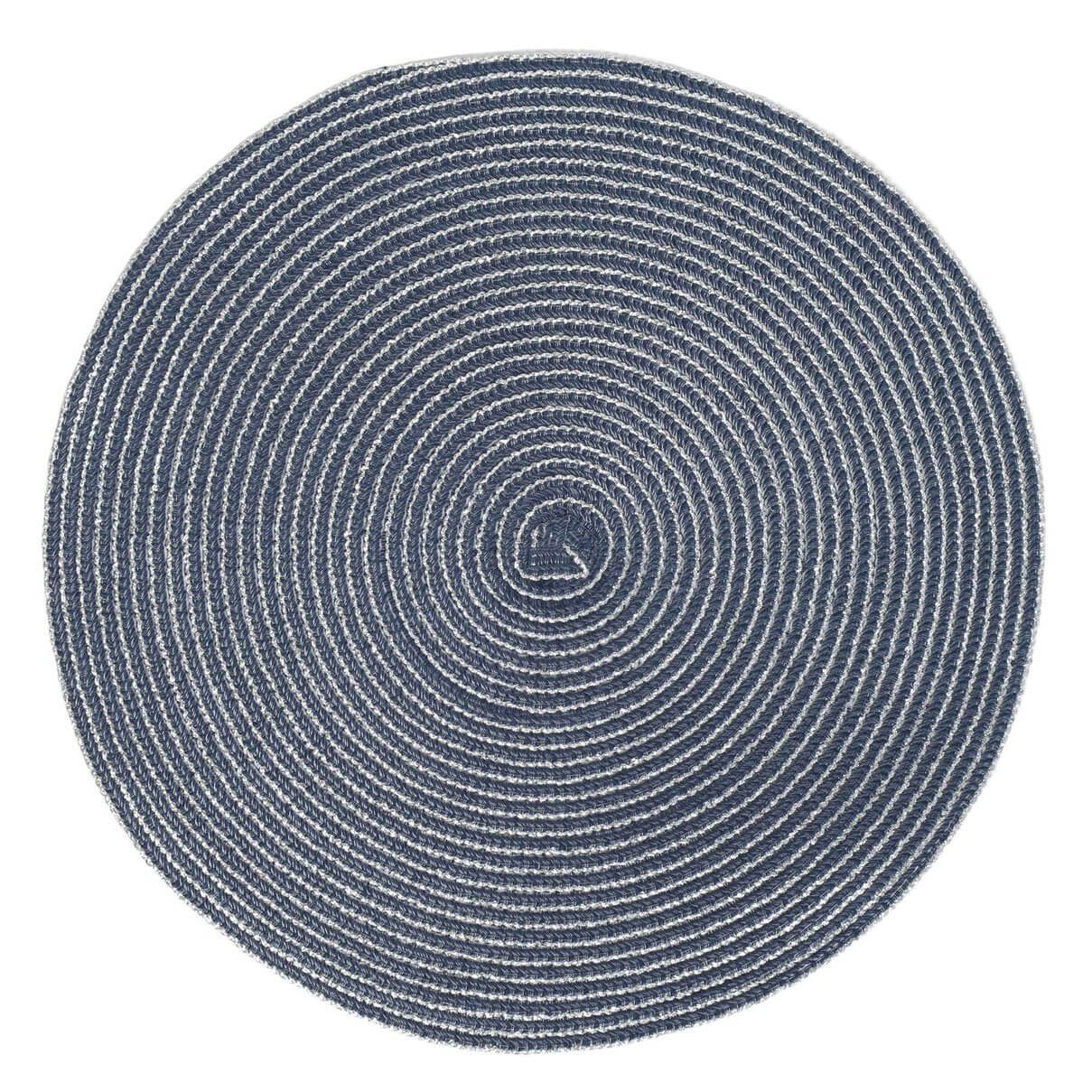 Салфетка под приборы, 38 см, полиэстер, круглая, темно-синяя, Rotary