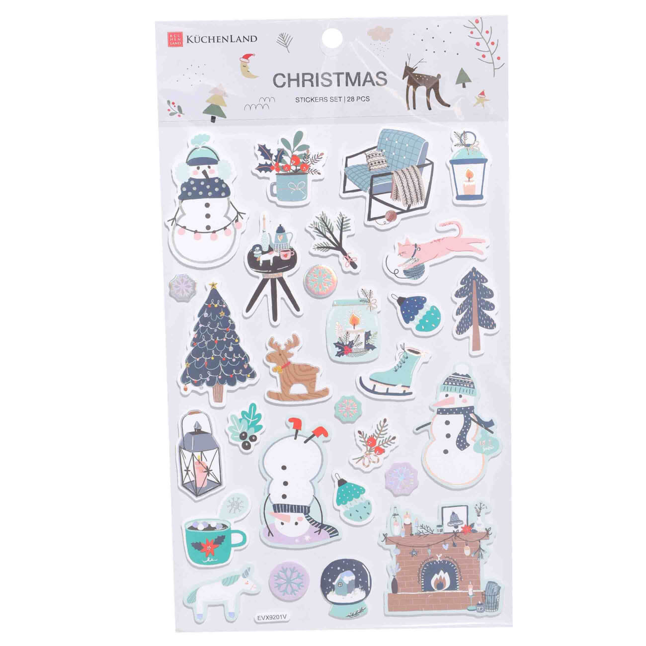 

Набор наклеек, 21х14 см, 27 шт, одноразовые, ЭВА/бумага, Новогодние звери, Christmas