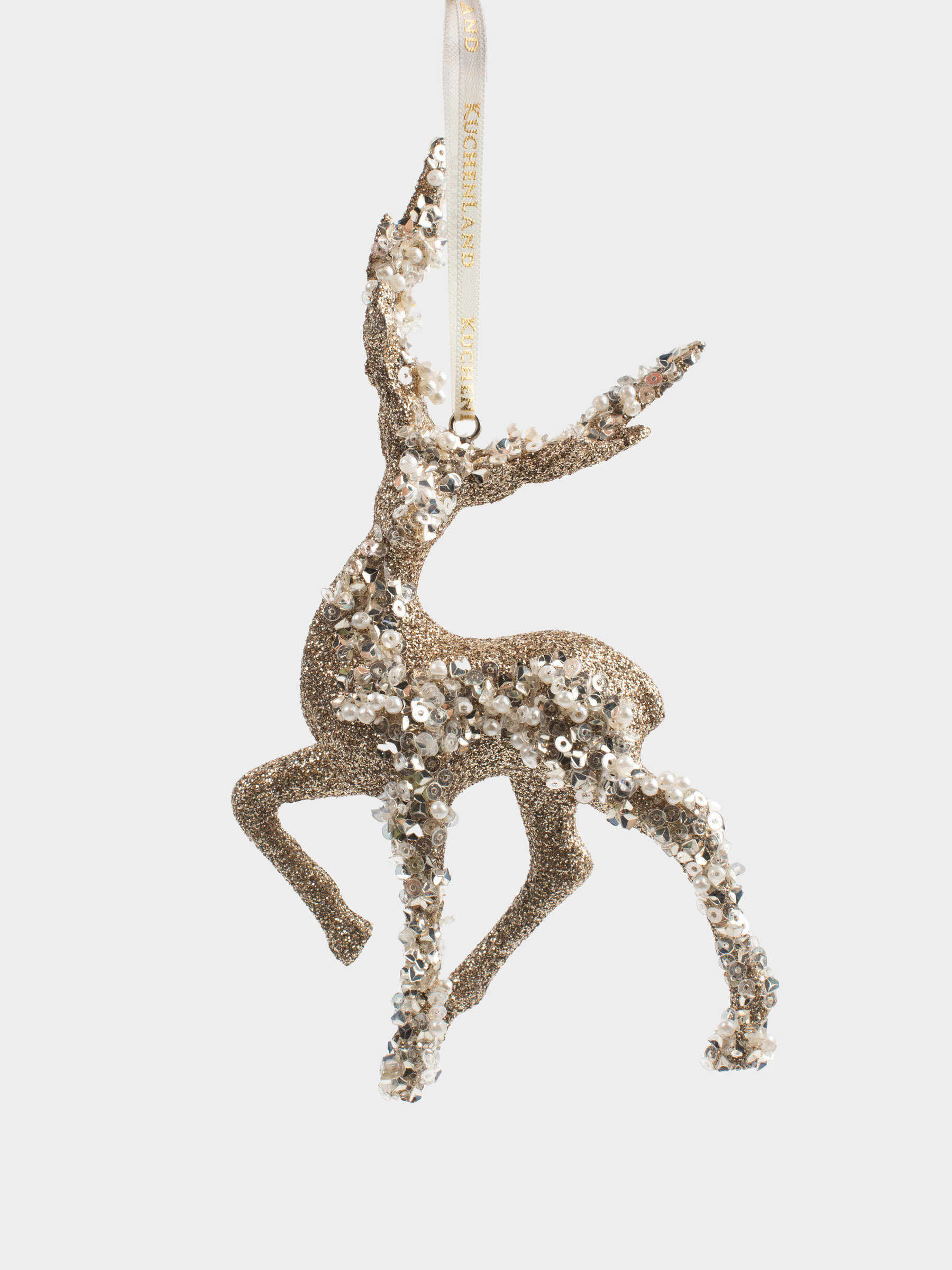 Игрушка елочная, 15 см, пенопласт/пластик, золотистая, Олень, Figure sparkle, image-0