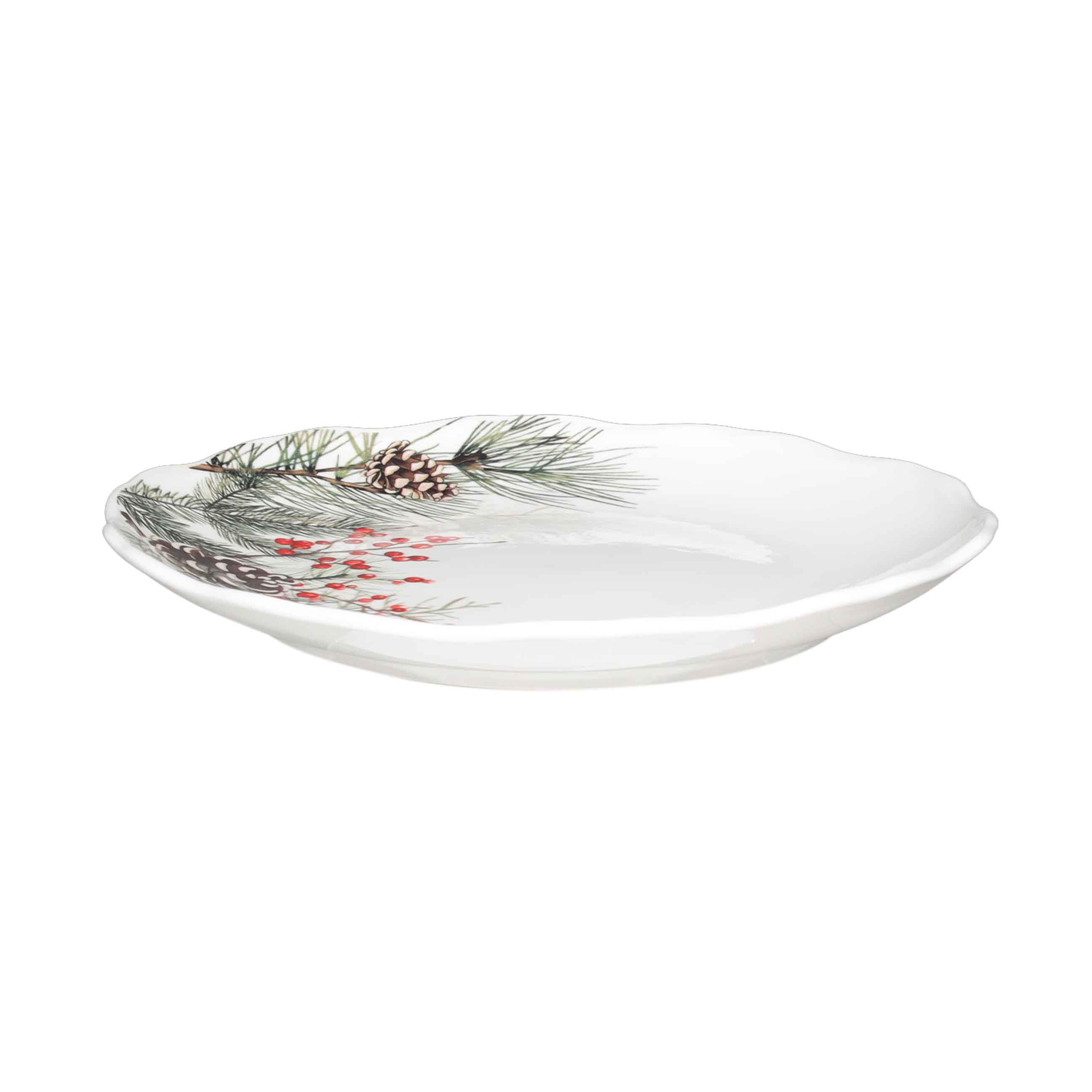 Тарелка закусочная, 21 см, фарфор N, белая, Шишки и рябина на ветке, Winter delice изображение № 2