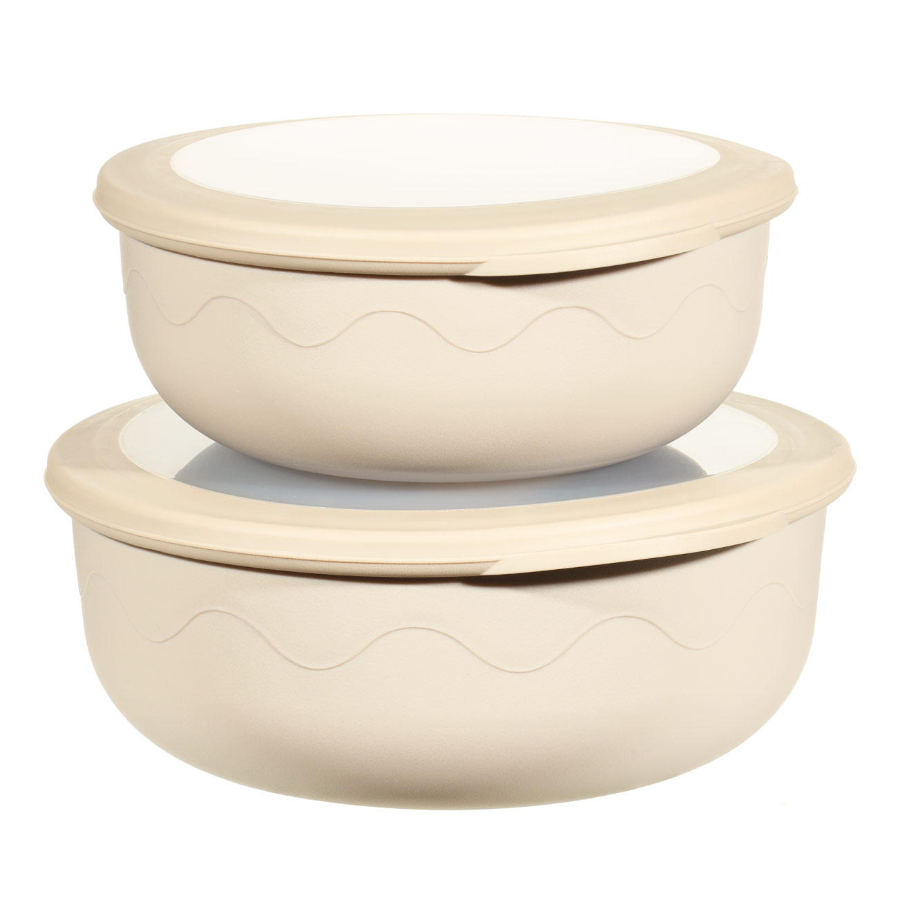 

Миска, 1,3/2,1 л, 2 шт, с крышкой, пластик/резина, бежевая, Large, Flow