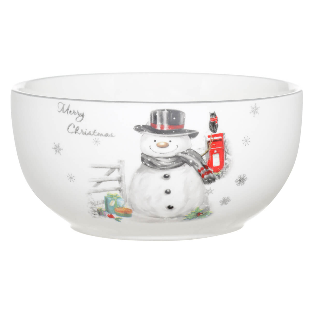 

Салатник, 14x7 см, керамика, белый, Снеговик в шляпе, Friendly snowman