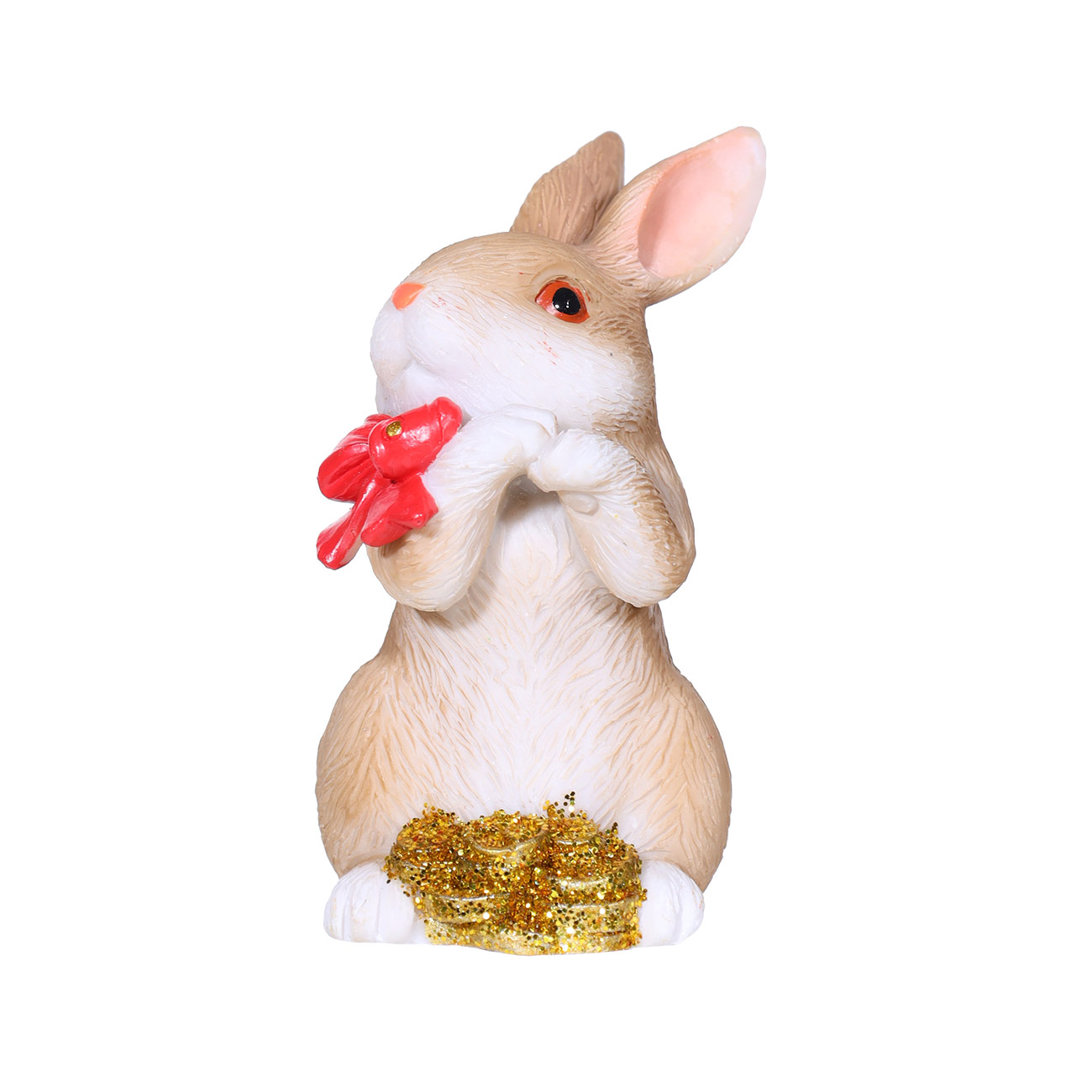 Статуэтка, 7 см, полирезин, Бежевый кролик с монетками, Rabbit - фото 1