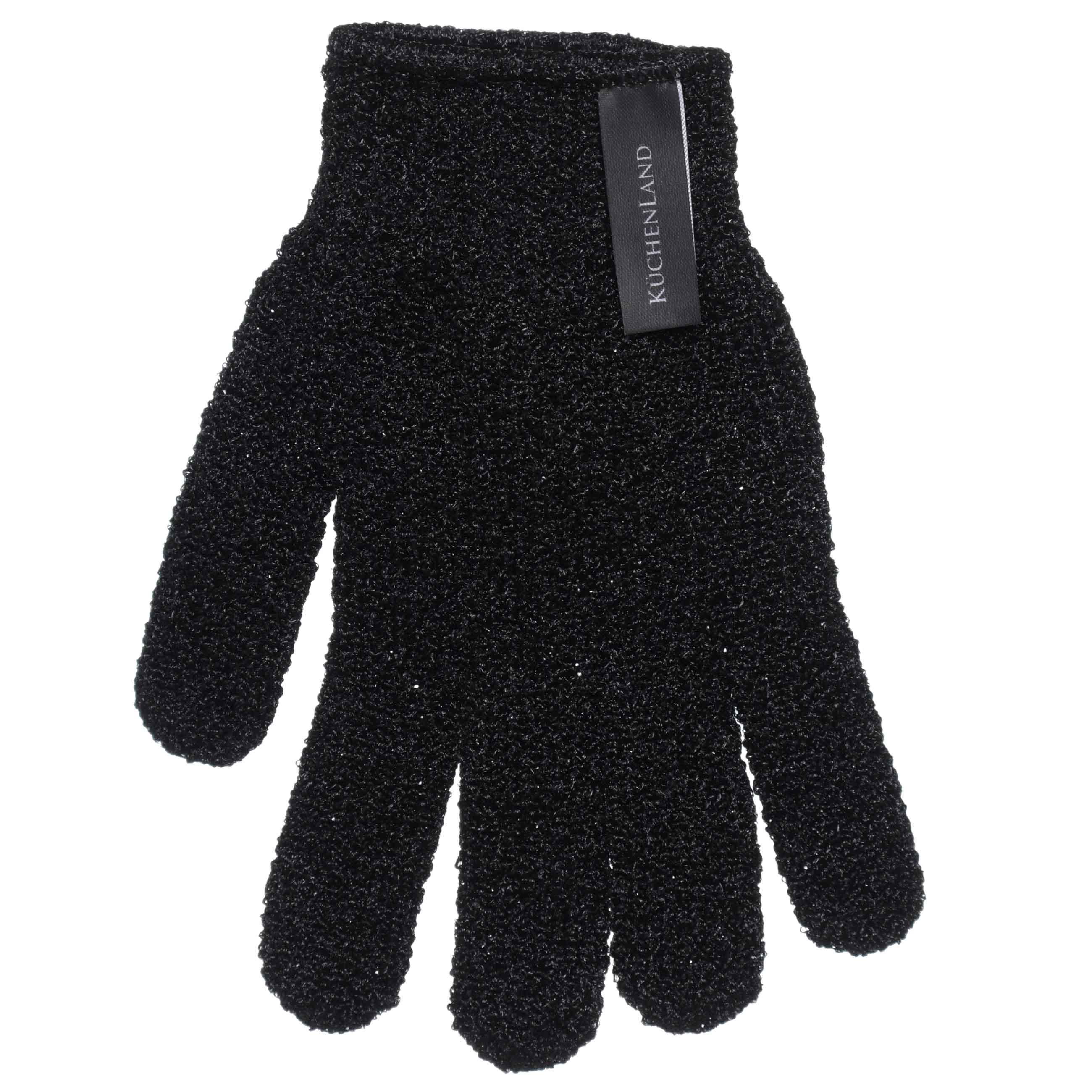 Перчатка для мытья тела, 20 см, 2 шт, отшелушивающая, нейлон, черная, Glamor изображение № 2