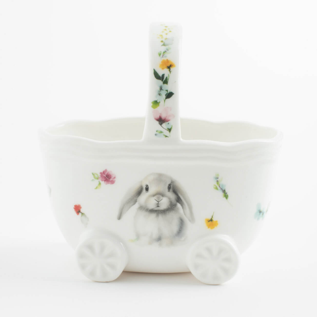 статуэтка 15 см фарфор porcelain белая кролик в ах pure easter Конфетница, 12х12 см, с ручкой, фарфор N, белая, Кролик в цветах, Pure Easter