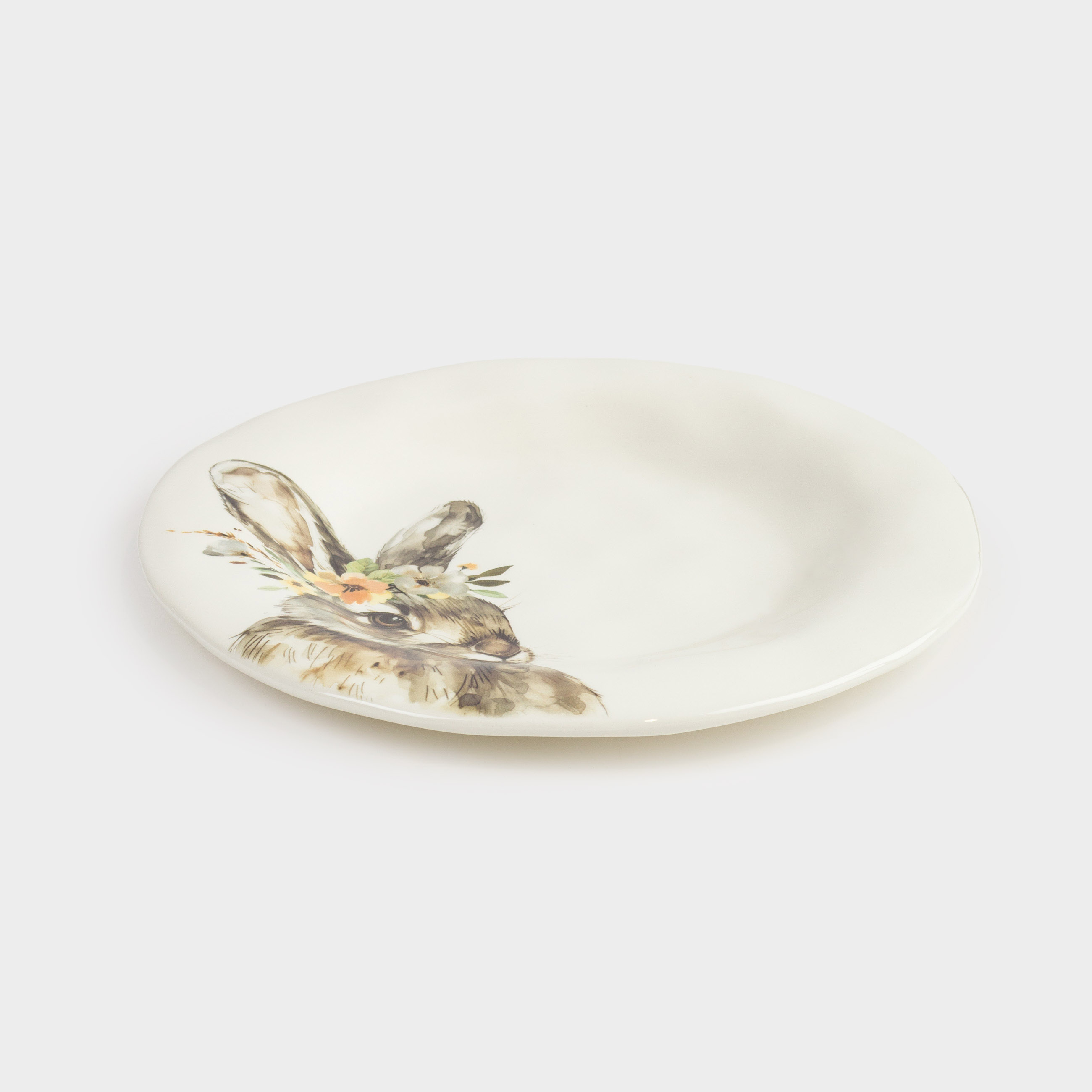 Тарелка закусочная, 23 см, керамика, белая, Кролик в венке, Natural Easter, image-2
