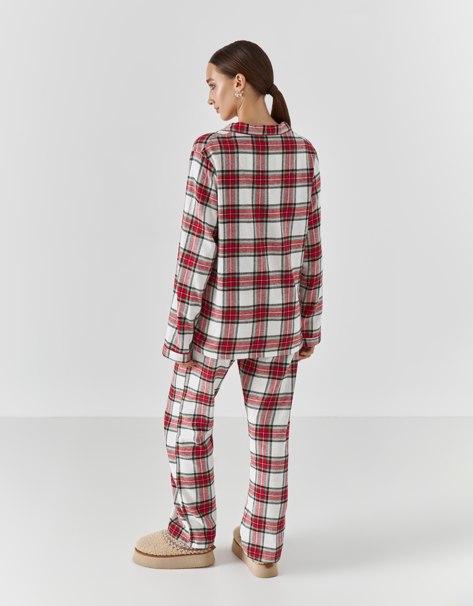 Костюм женский, с брюками, хлопок, красно-белый, Клетка, Patsy, image-4