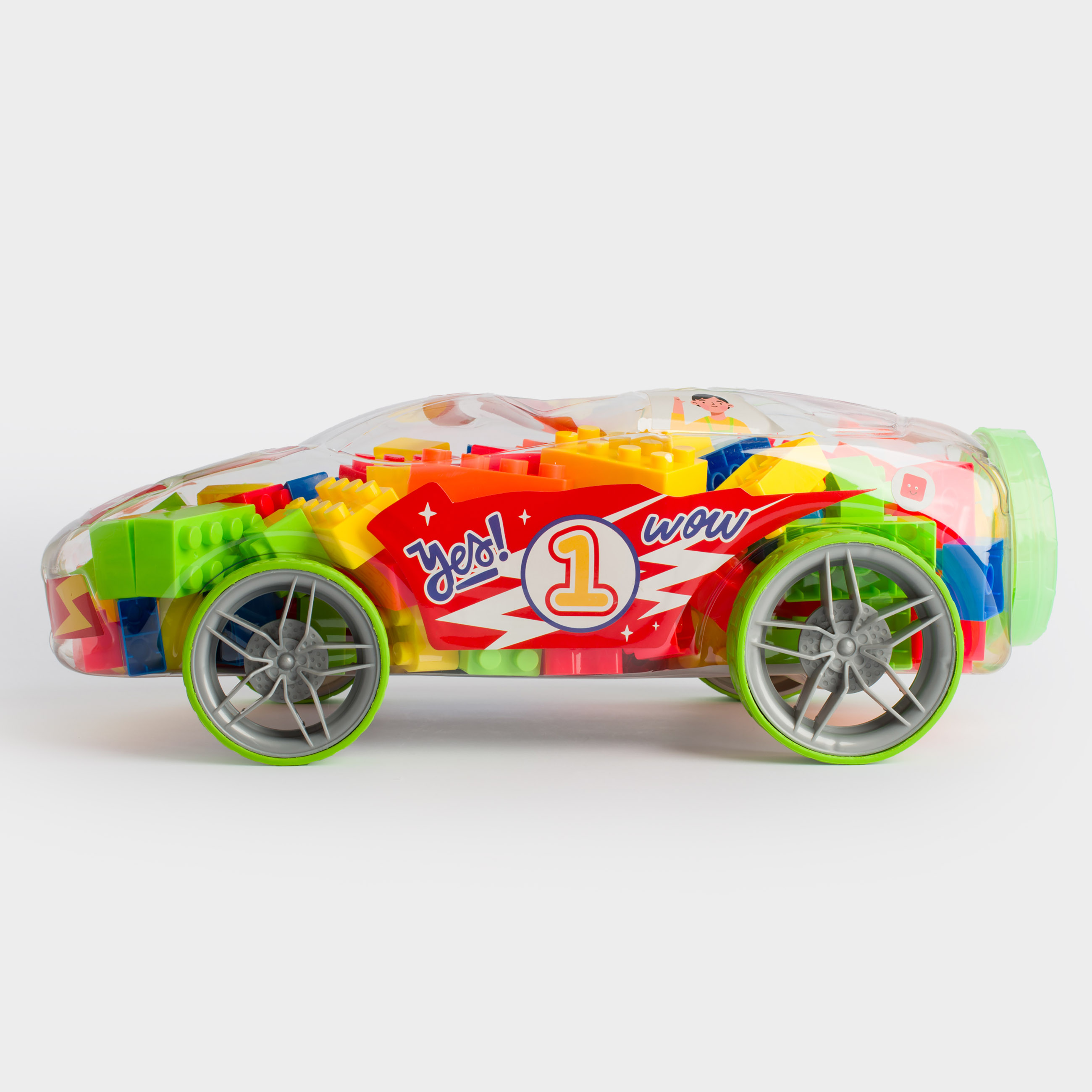 Конструктор, 41х21 см, пластик, Машинка с кубиками, Hobby kids