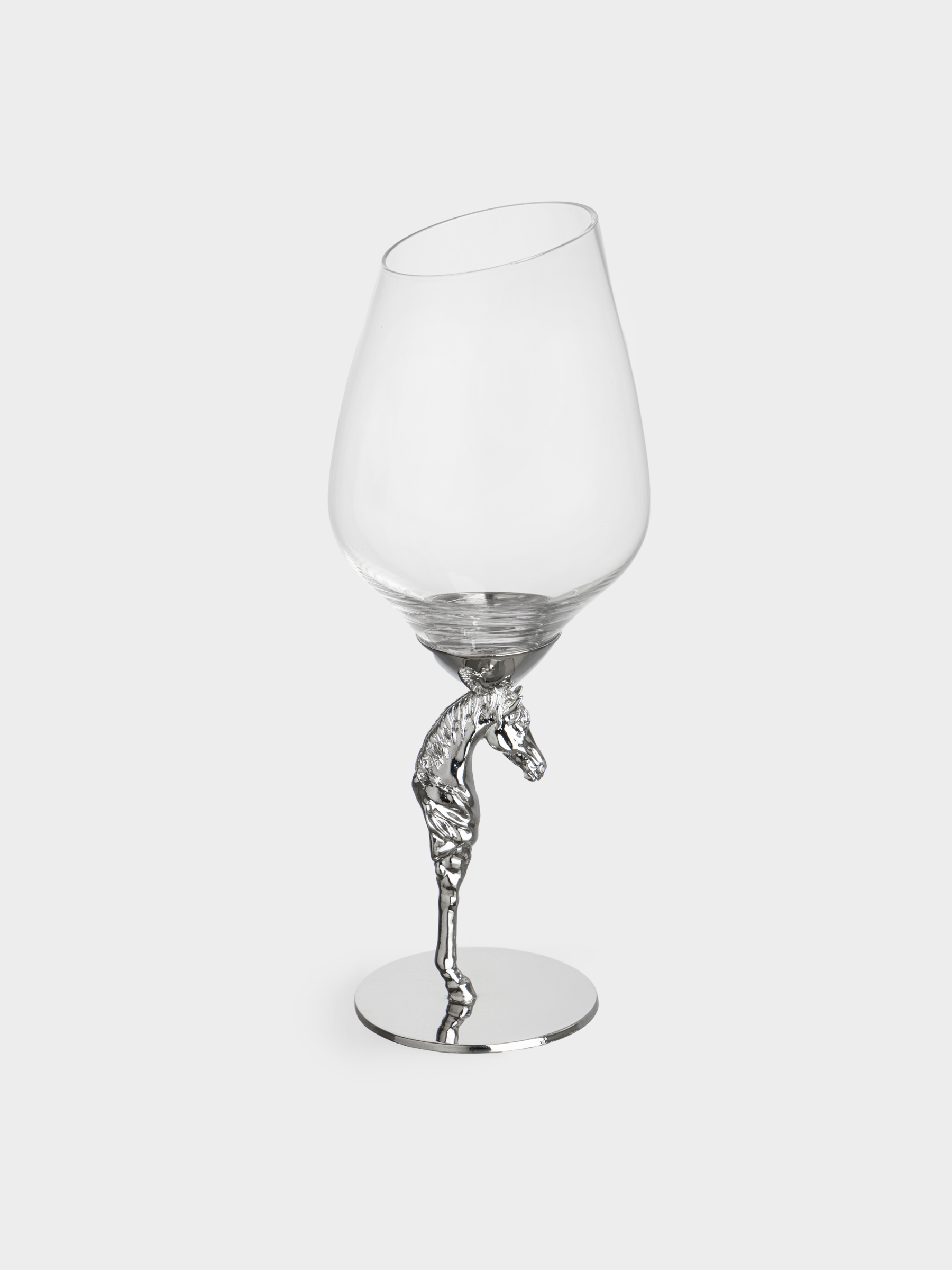 Бокал для вина, 500 мл, стекло/металл, Серебристая лошадь, Elegant horse, image-0