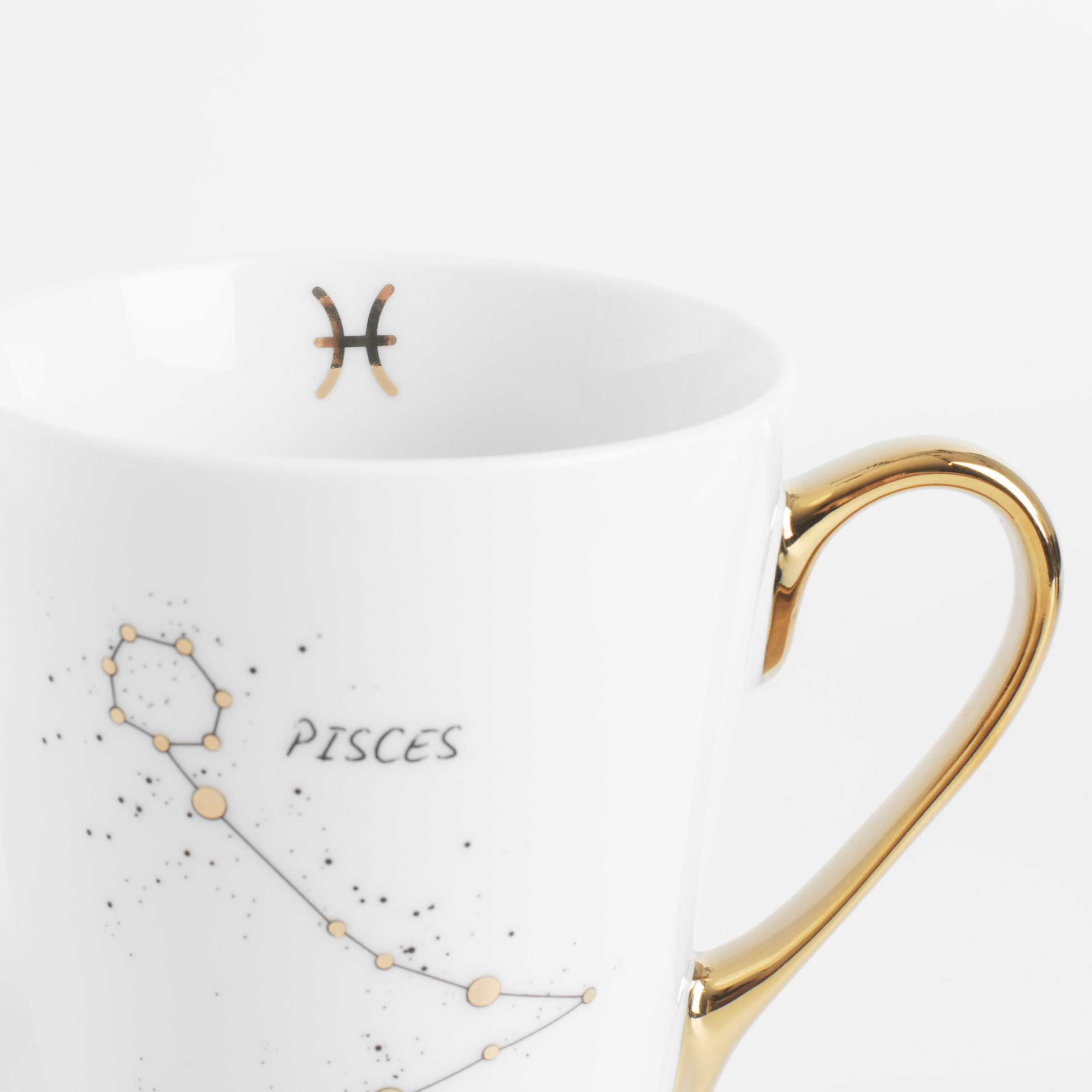Кружка, 400 мл, фарфор N, молочно-золотистая, Рыбы, Zodiac, image-3
