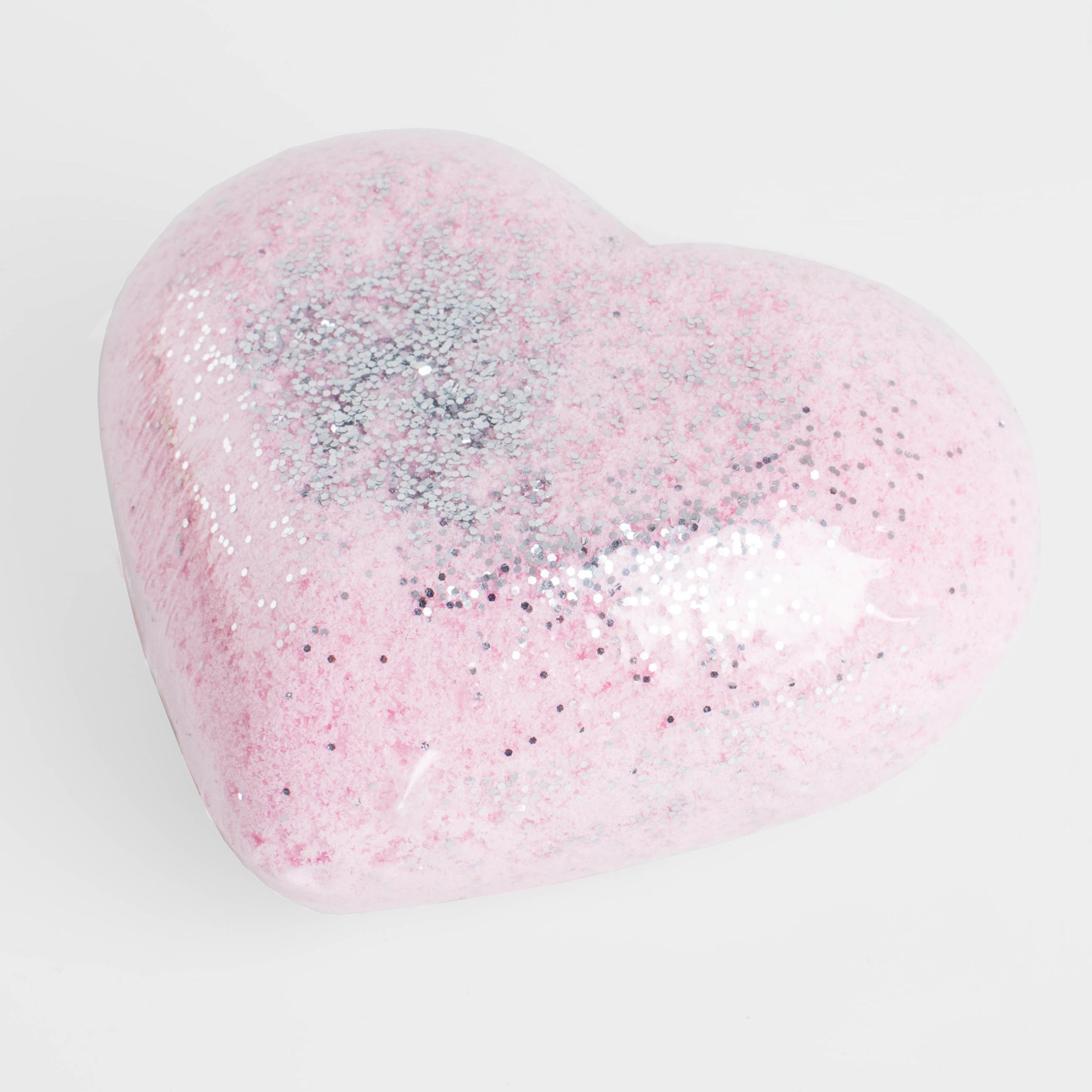 Бомбочка для ванны, 130 гр, с блестками, розовая, Ваниль, Сердце, Sparkle body изображение № 3
