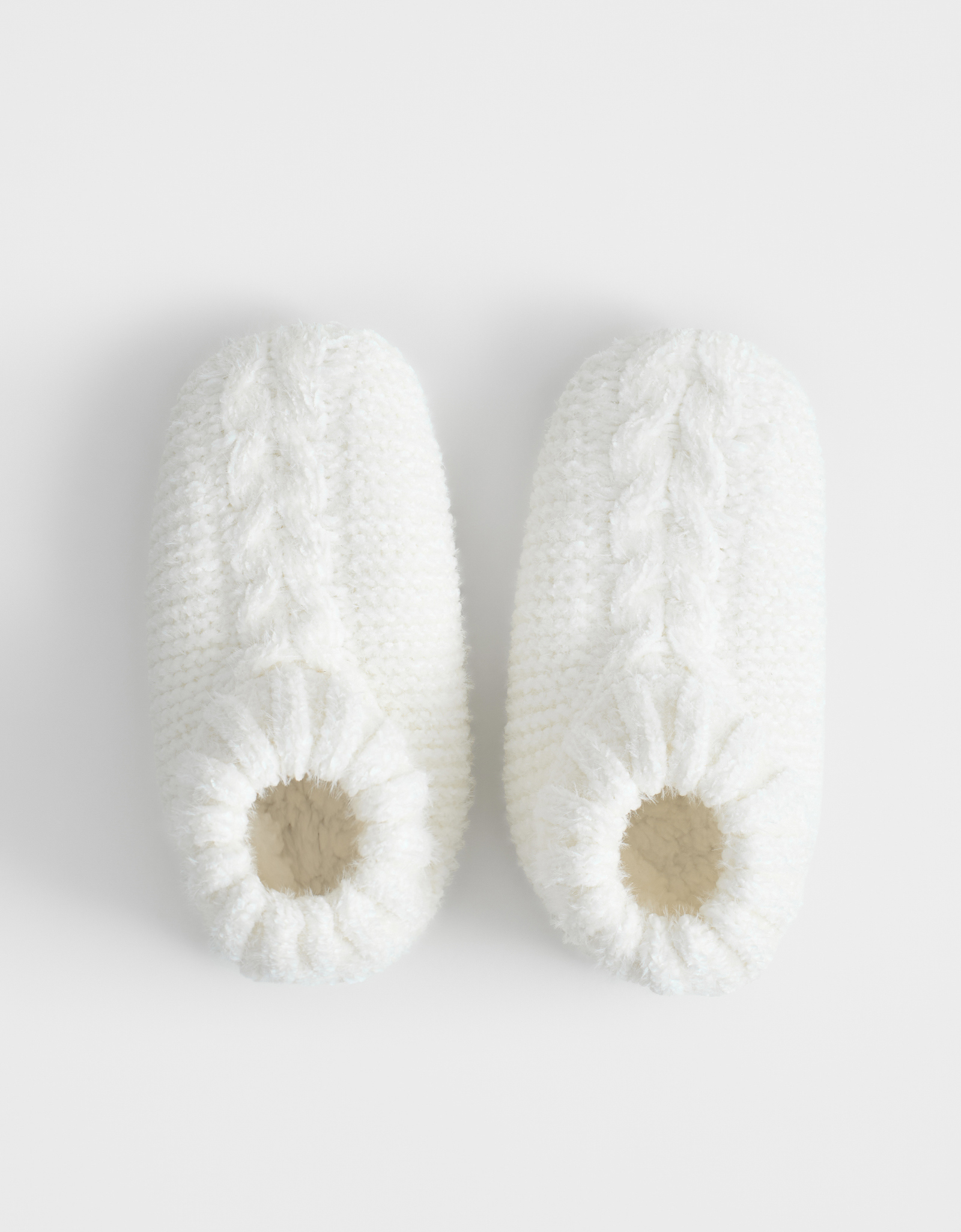 Тапочки-носки домашние, молочные, Knitted soft, image-1
