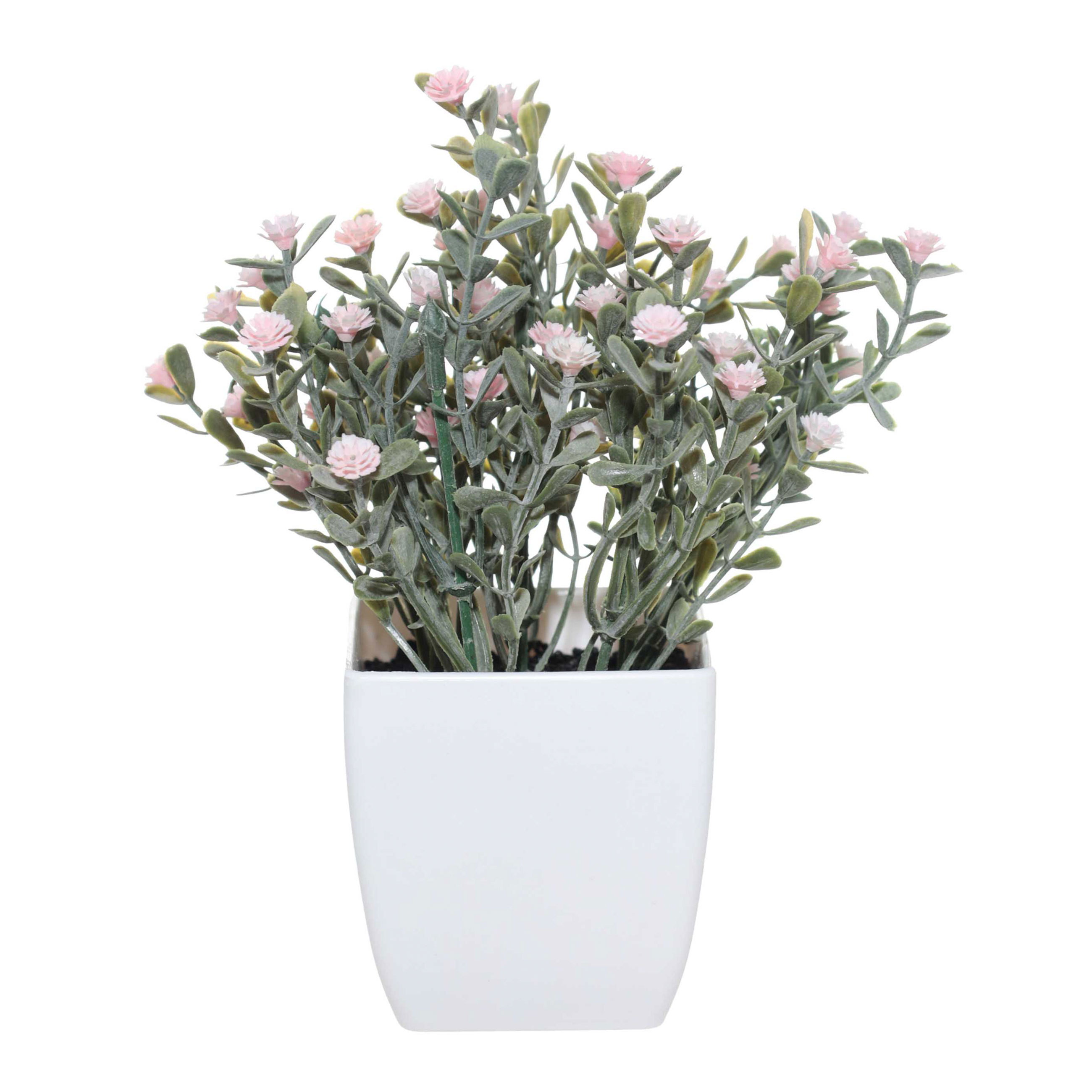 Растение искусственное, 17 см, в горшке, пластик/металл, Розовые цветы, Pot garden, image-0