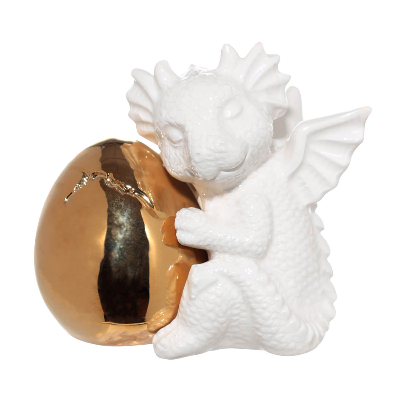 Набор для соли и перца, 9 см, с магнитом, керамика, золотистый/белый, Дракон и яйцо, Dragon cute