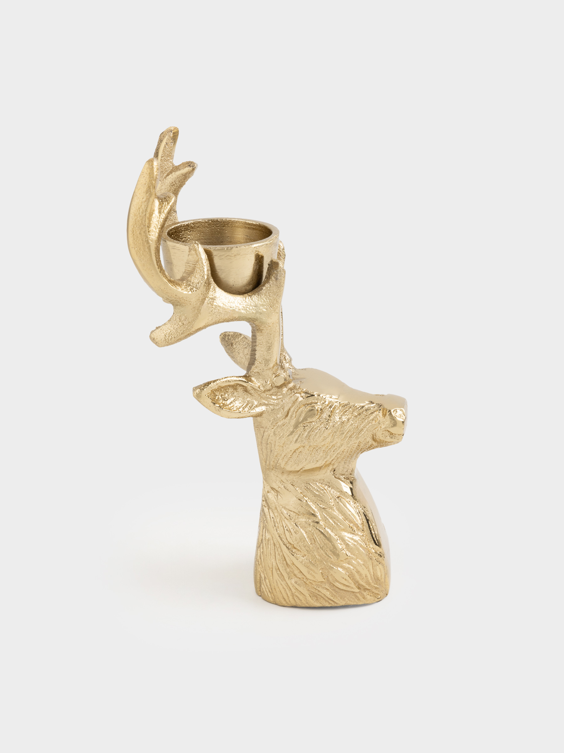 Подсвечник, 17 см, для чайной свечи, металл, золотистый, Олень, Arctic deer, image-2