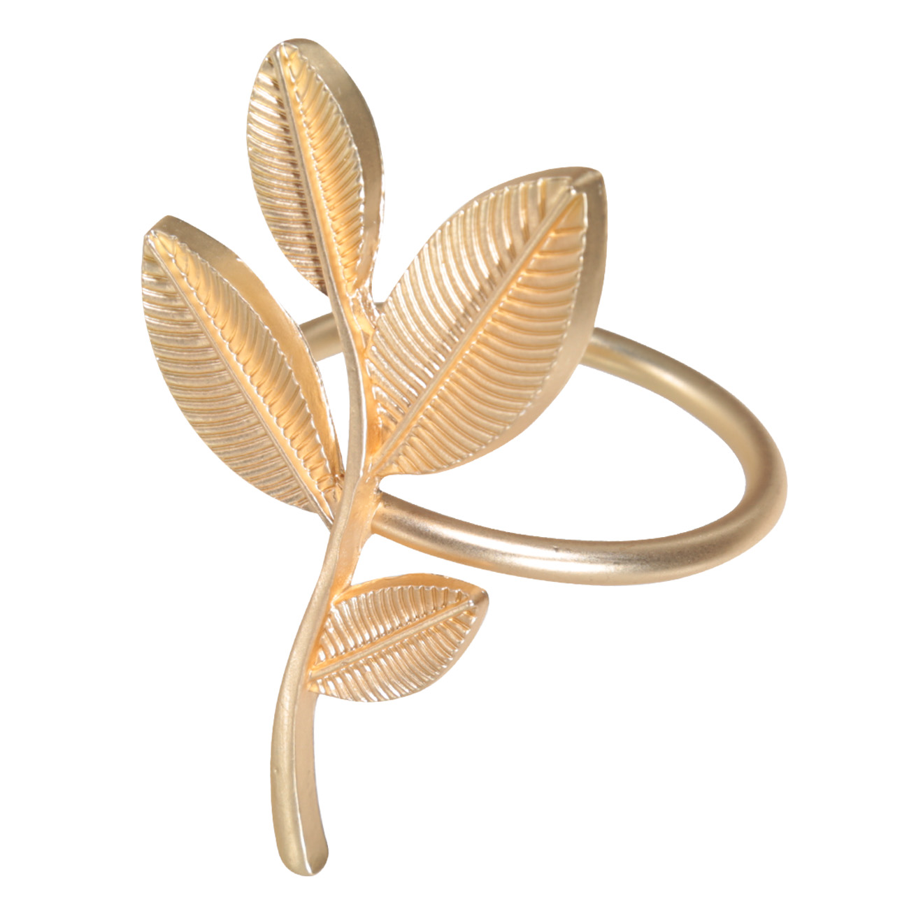 Кольцо для салфеток, 6 см, металл, золотистое, Ветка с листьями, Print изображение № 2
