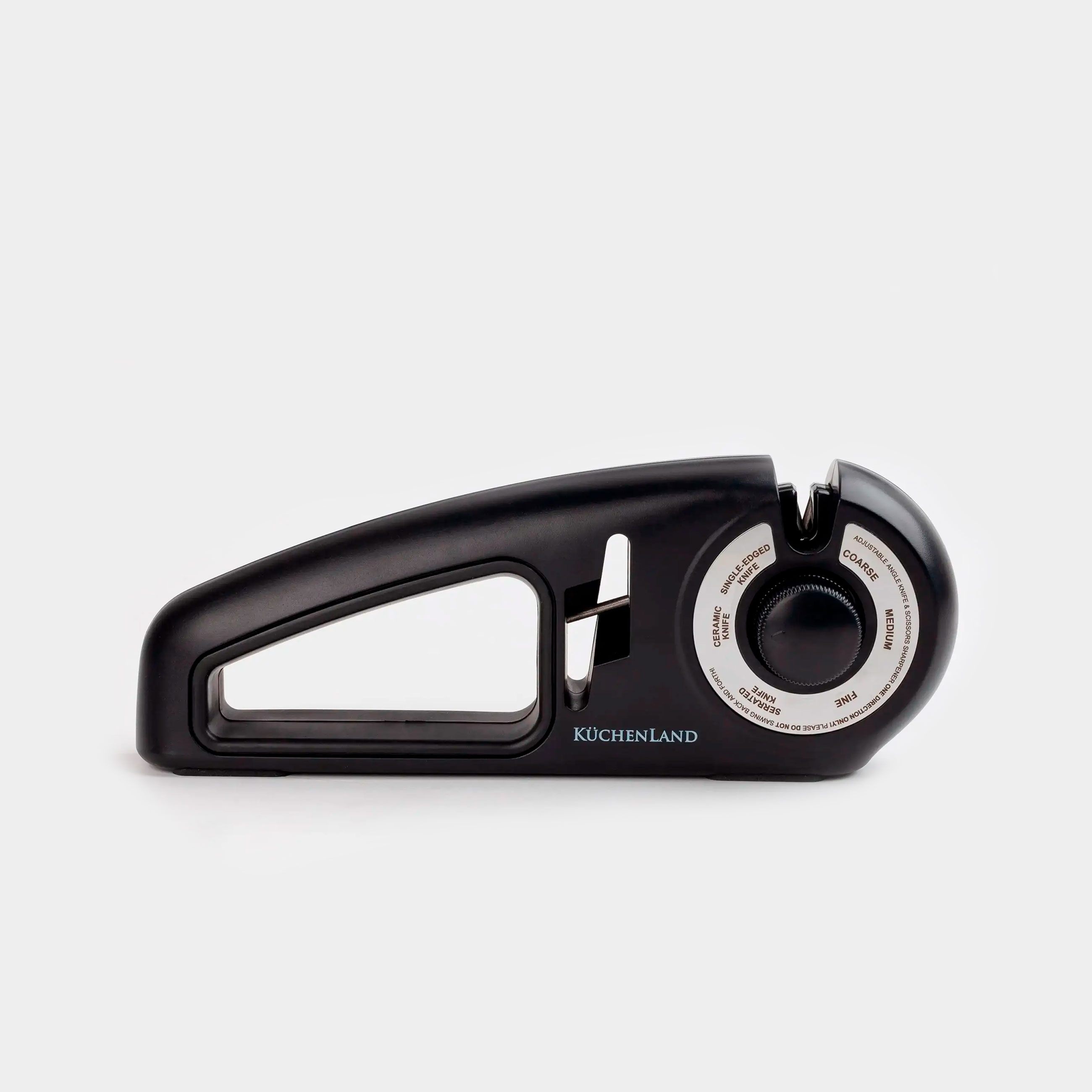 Точило для ножей и ножниц 24 см 3 этапа4 вида заточки пластиккерамика черное Liberica 2290₽