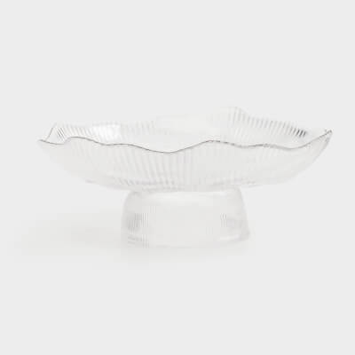 Блюдо на ножке, 23х9 см, стекло Р, с серебристым кантом, Argos silver ,image-0