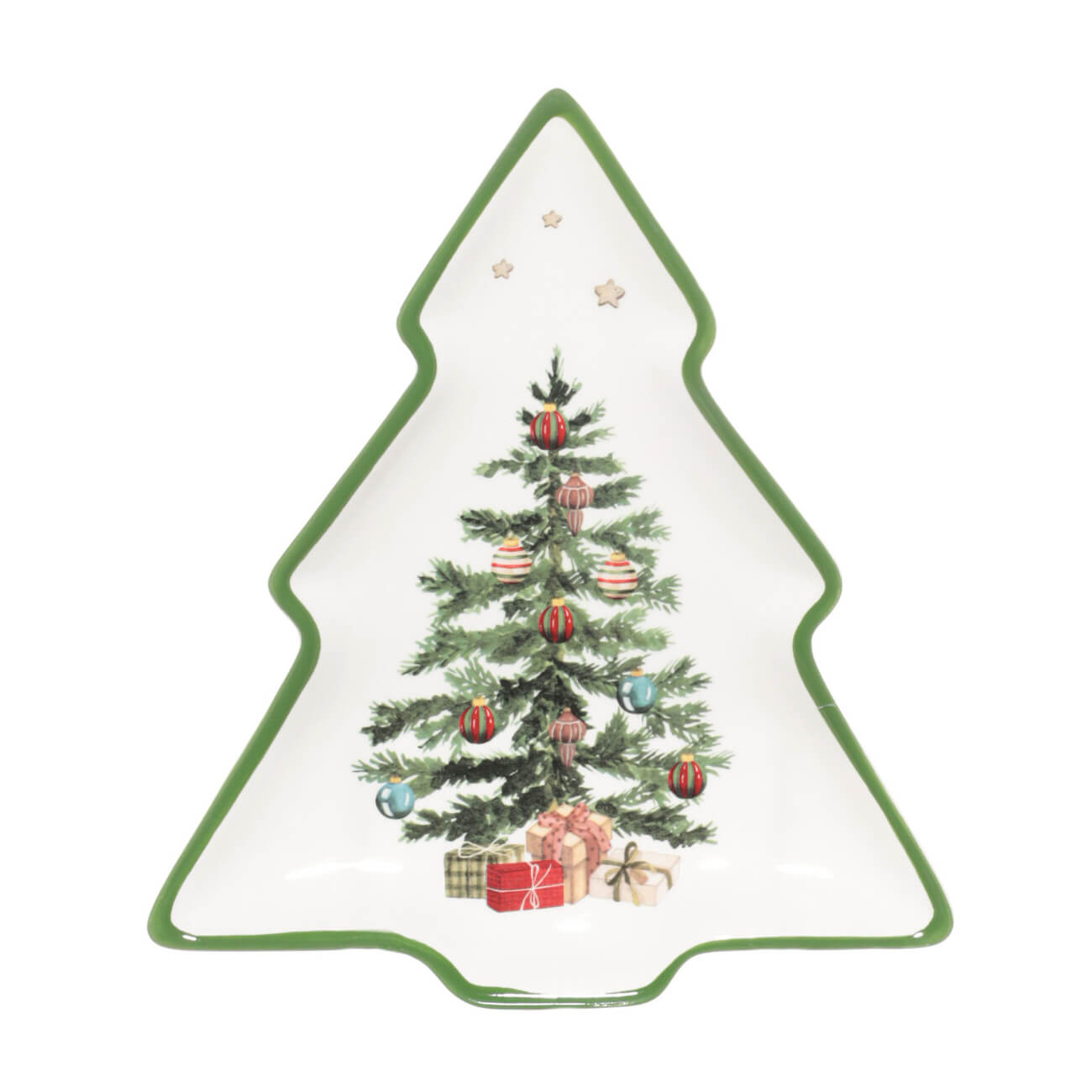 

Блюдо, 23х20 см, керамика, Елка с подарками, Christmas green