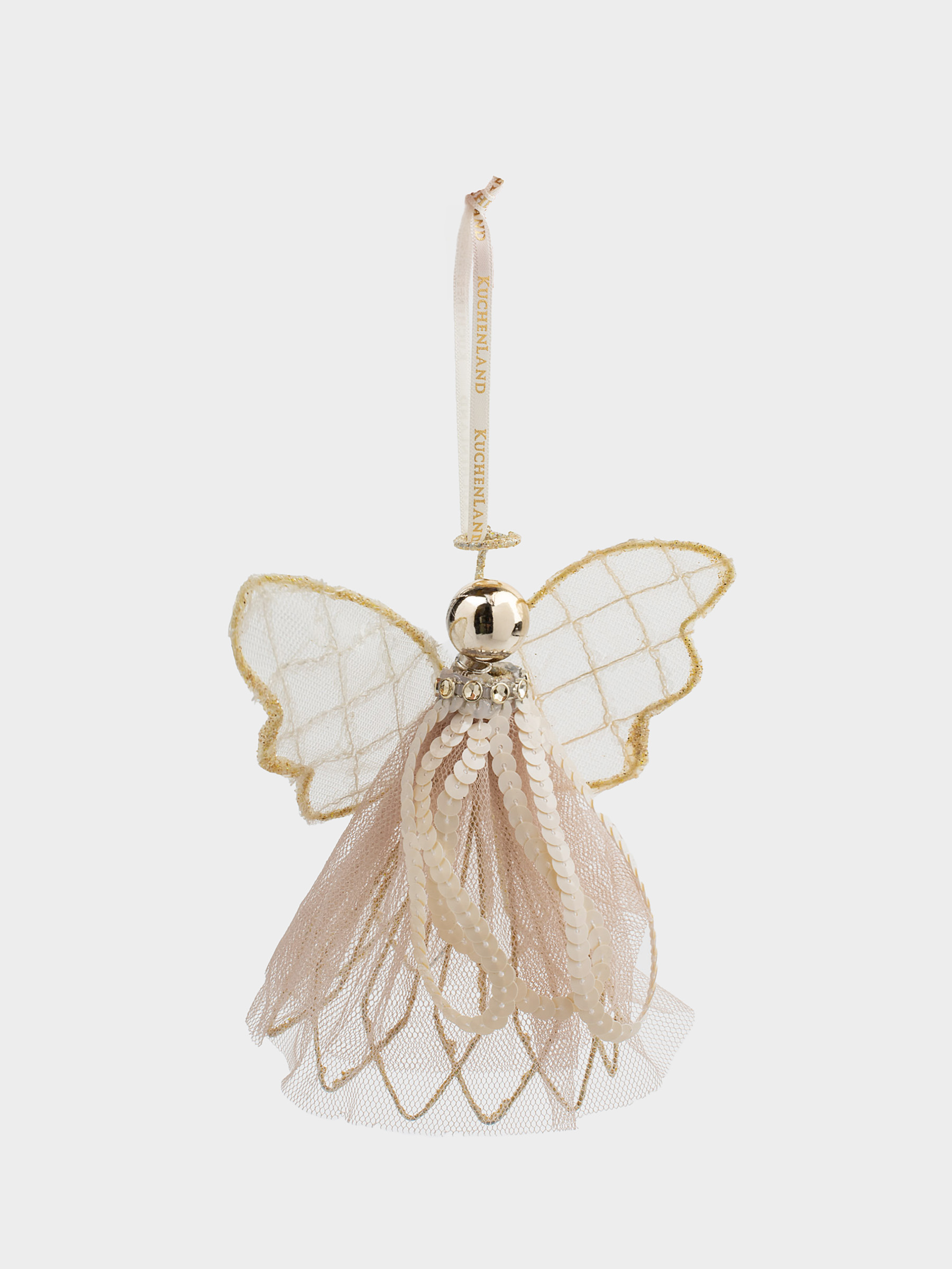 Игрушка елочная, 15 см, металл/пластик, шампань, Ангел, Angel figurine, image-1