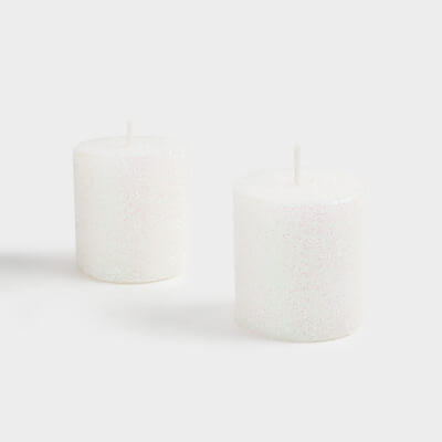 Свеча, 6 см, 2 шт, цилиндрическая, с блестками, белая, Sparkly candle ,image-0