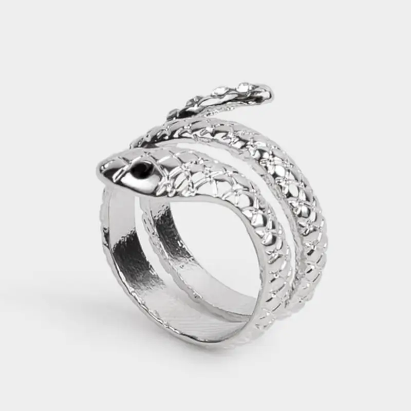 Кольцо, р. S-M, единый размер, металл, серебристое, Змея, Jewelry snake ,image-0