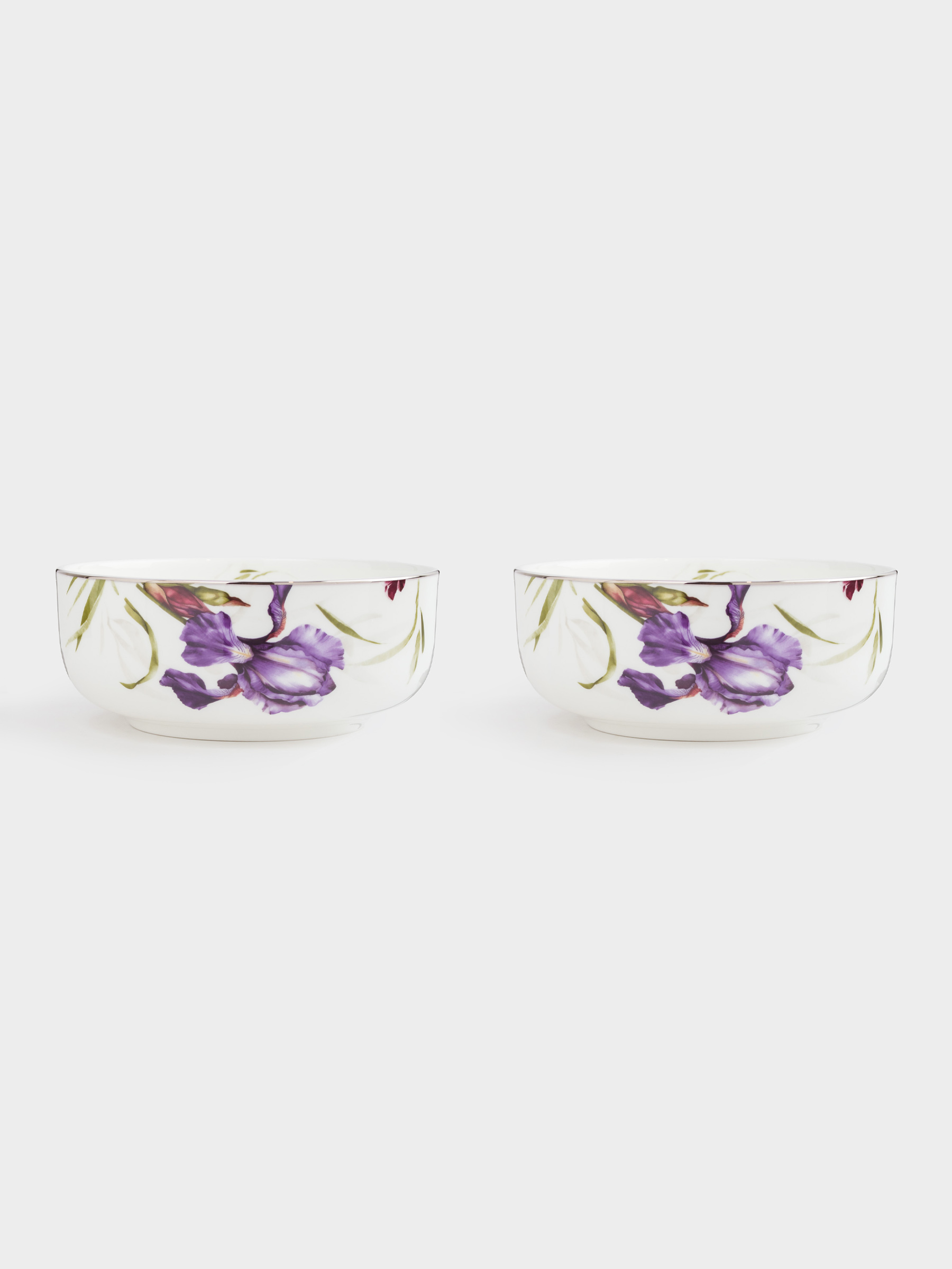 Салатник, 15x6 см, 680 мл, 2 шт, фарфор F, с серебристым кантом, Ирис, Antarctica Flowers, image-1