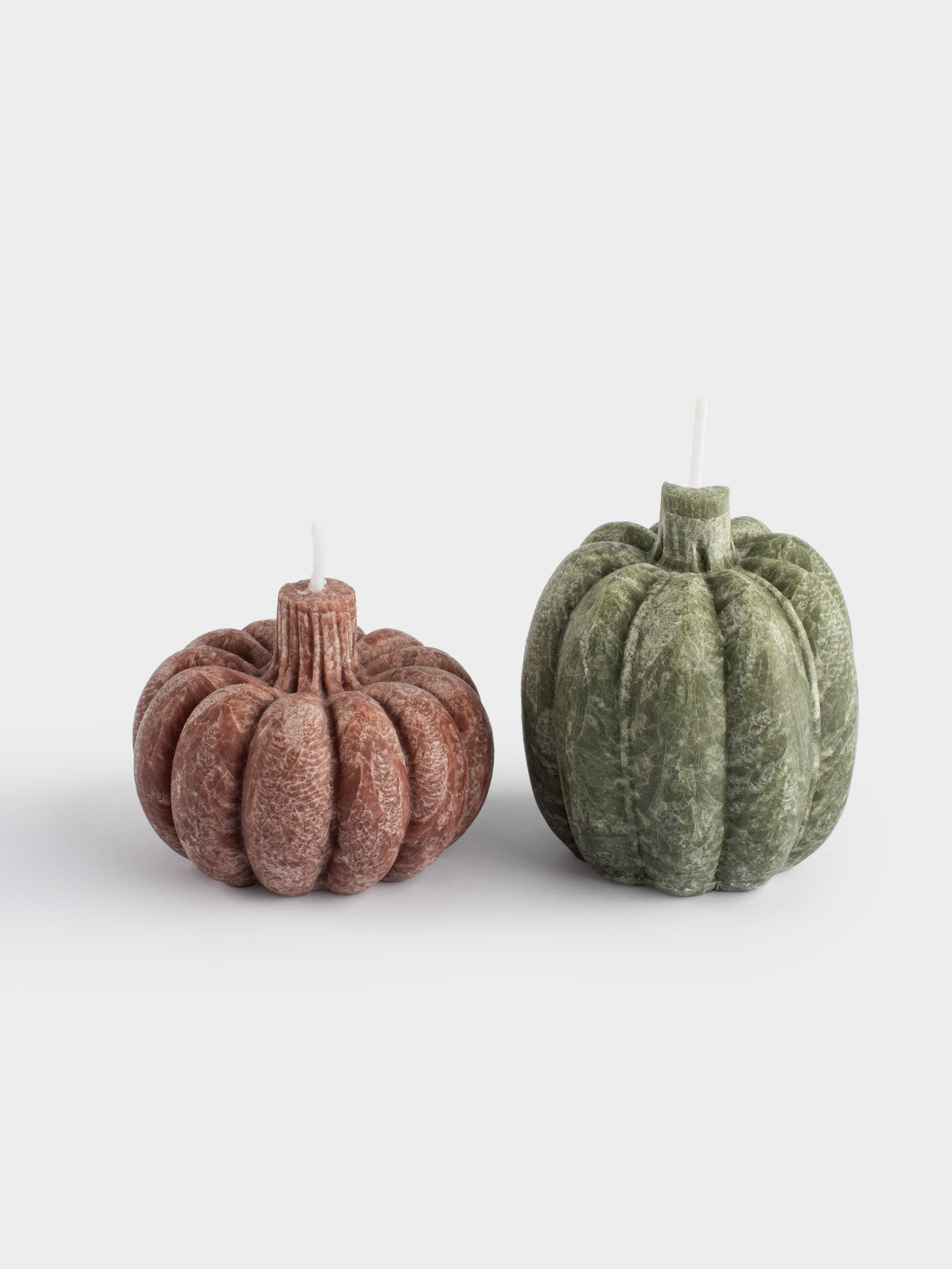 Свеча, 5/7 см, 2 шт, зеленая/бордовая, Тыква, Pumpkin shape, image-0