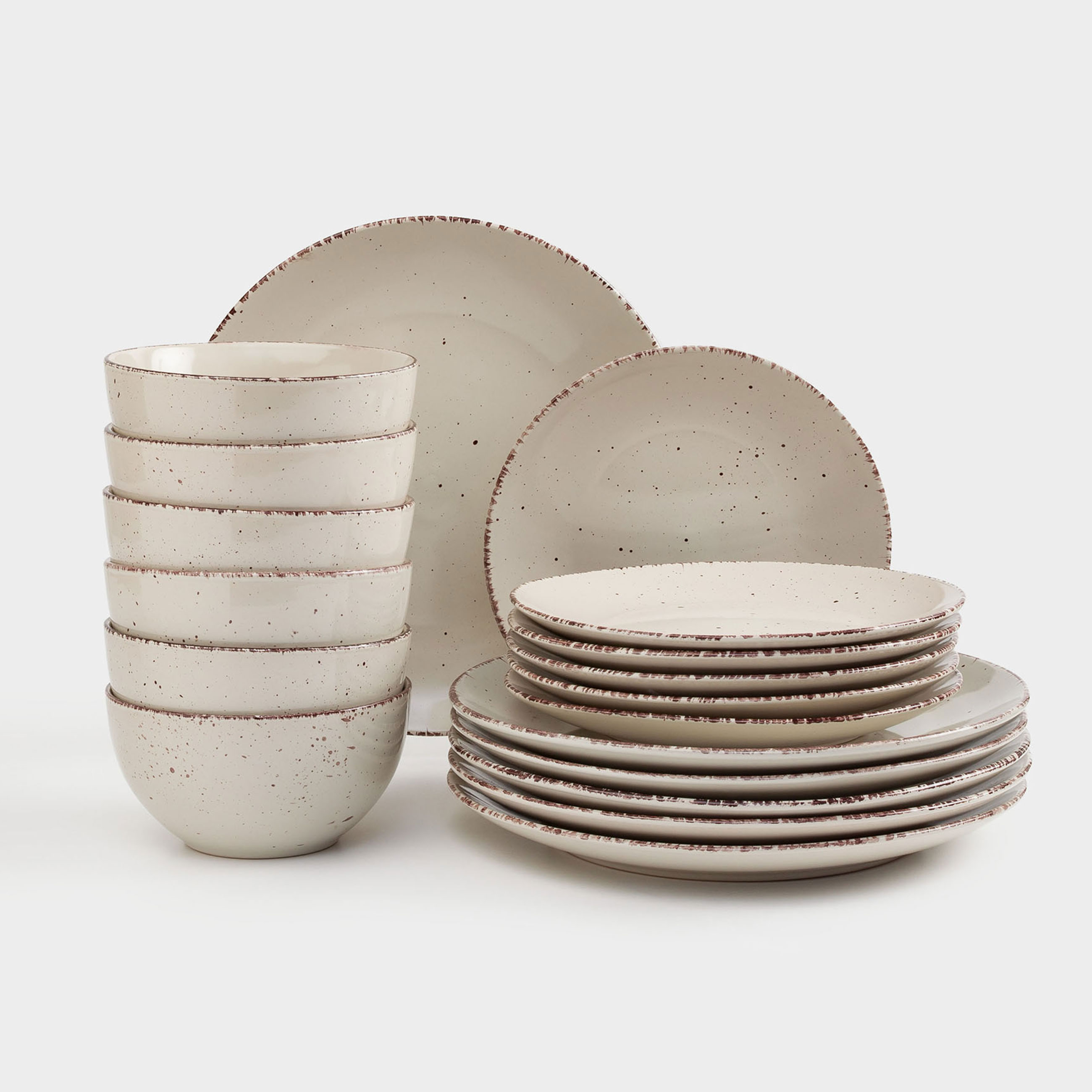 Сервиз обеденный 6 перс 18 пр керамика бежевый в крапинку Speckled 6990₽