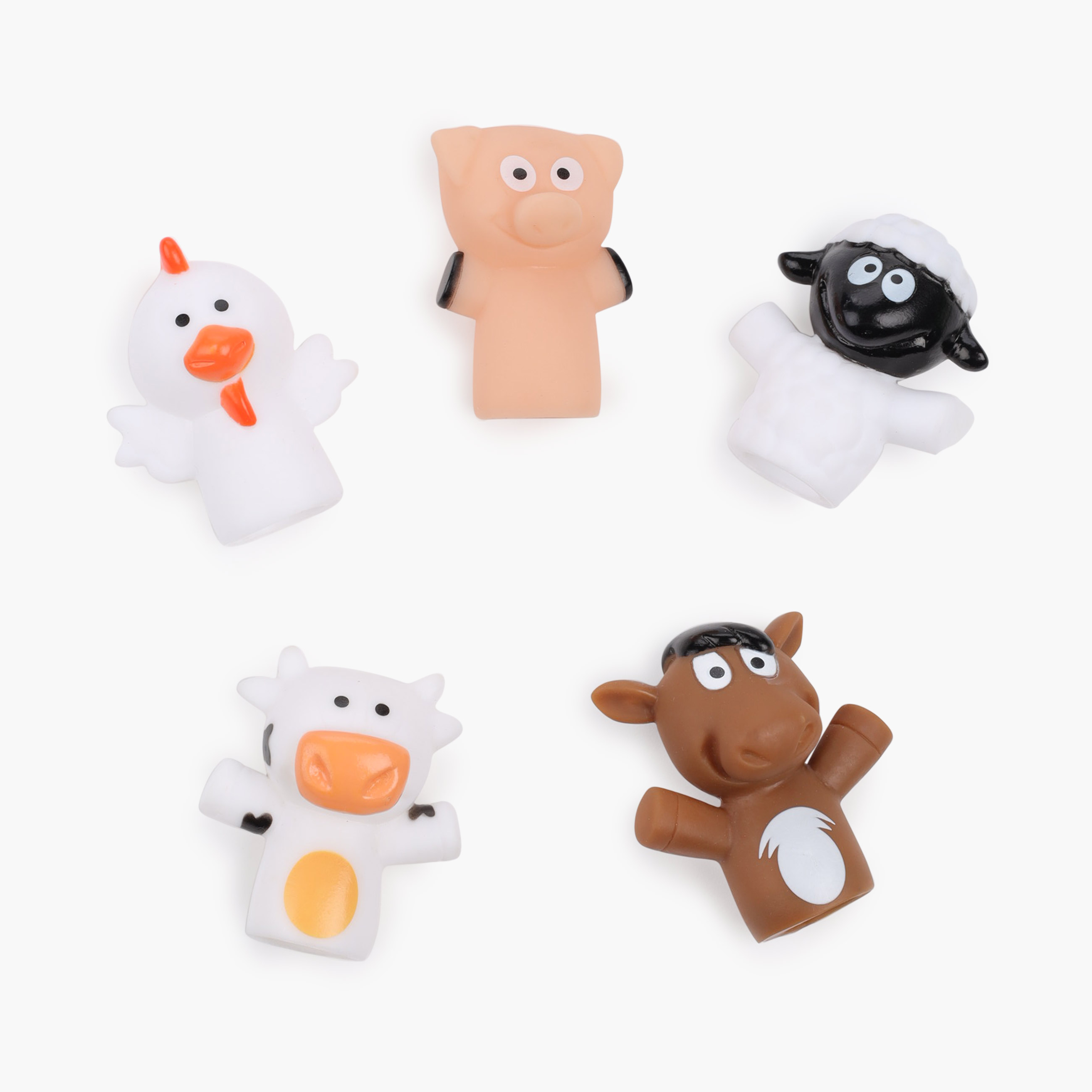 Набор игровой, 5 пр, ПВХ, Пальчиковый театр, Животные фермы, Kiddy