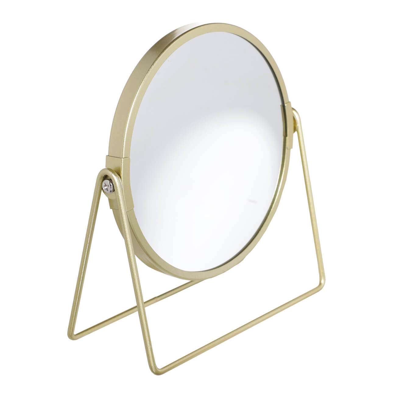 Зеркало настольное, 18 см, двустороннее, металл, круглое, золотистое, Freya настольное зеркало brabix