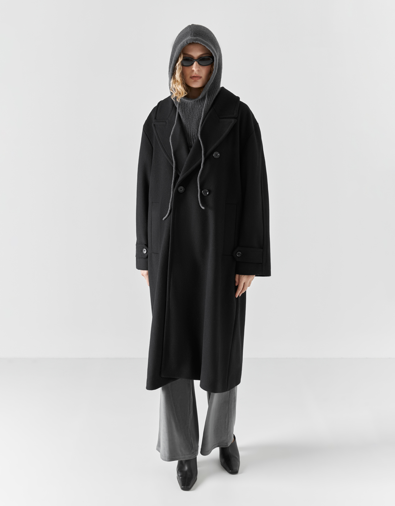 Капор женский, единый размер, в рубчик, полиэстер, темно-серый, Kapor, image-2