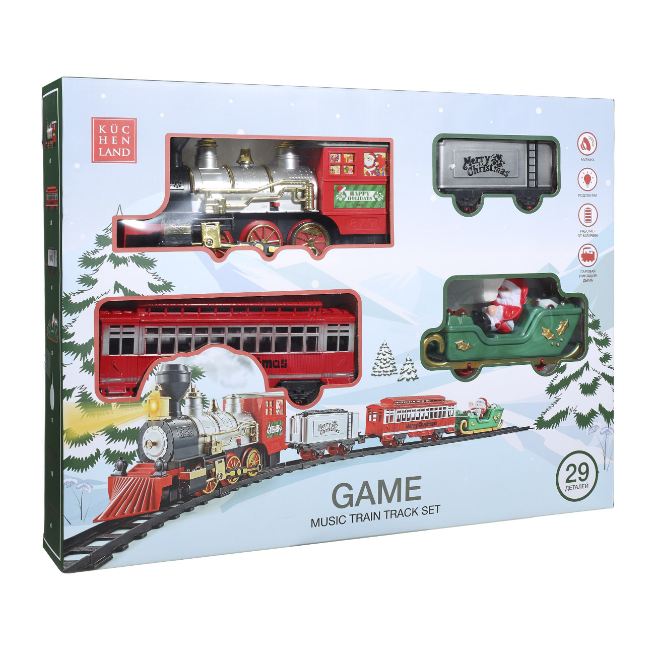 Железная дорога игрушечная, S, музыкальная, с подсветкой/дымом, пластик, Game rail изображение № 9