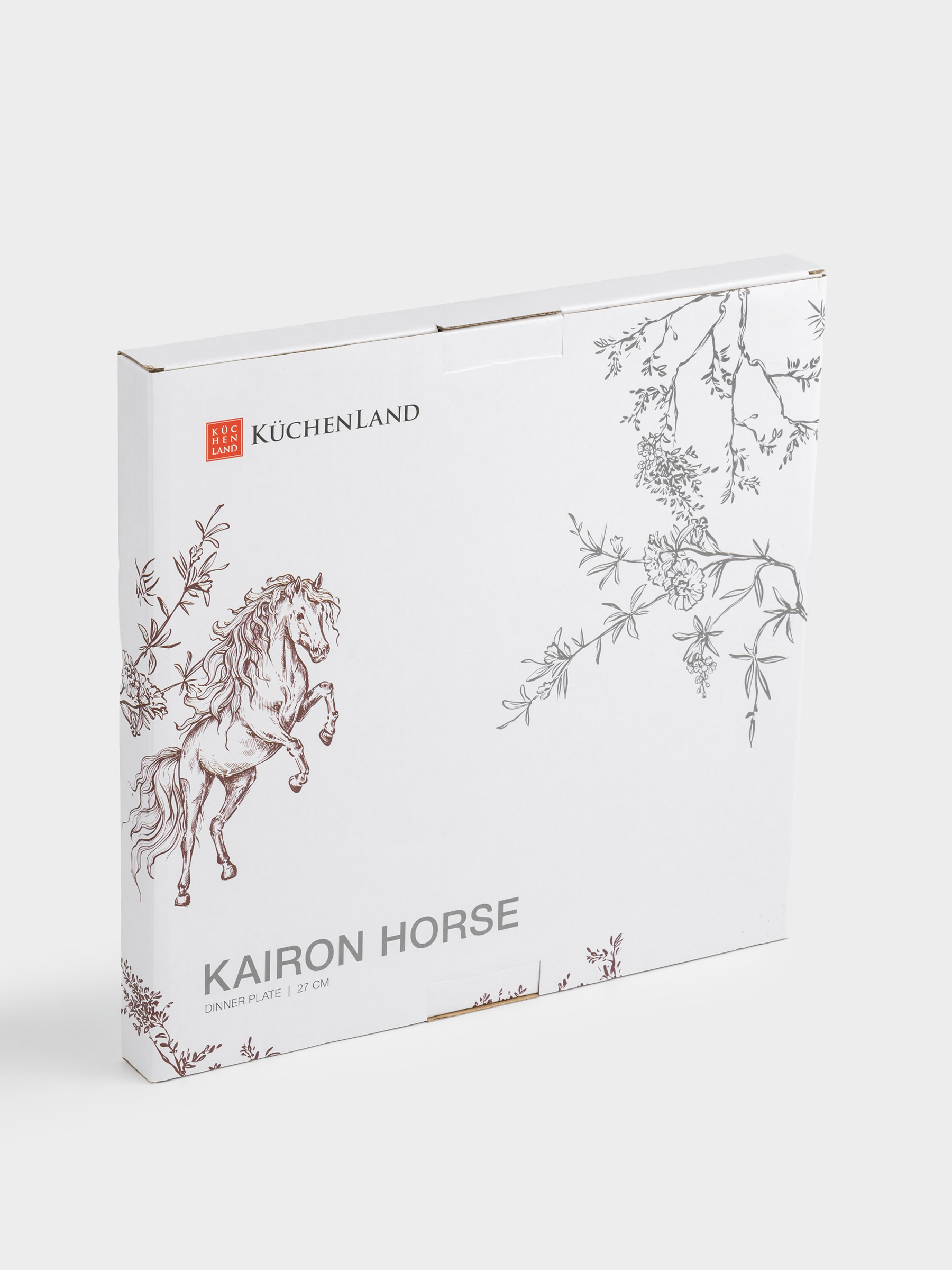Тарелка обеденная, 29 см, фарфор N, белая, с серебристым кантом, Лошадь, Kairon horse, image-5