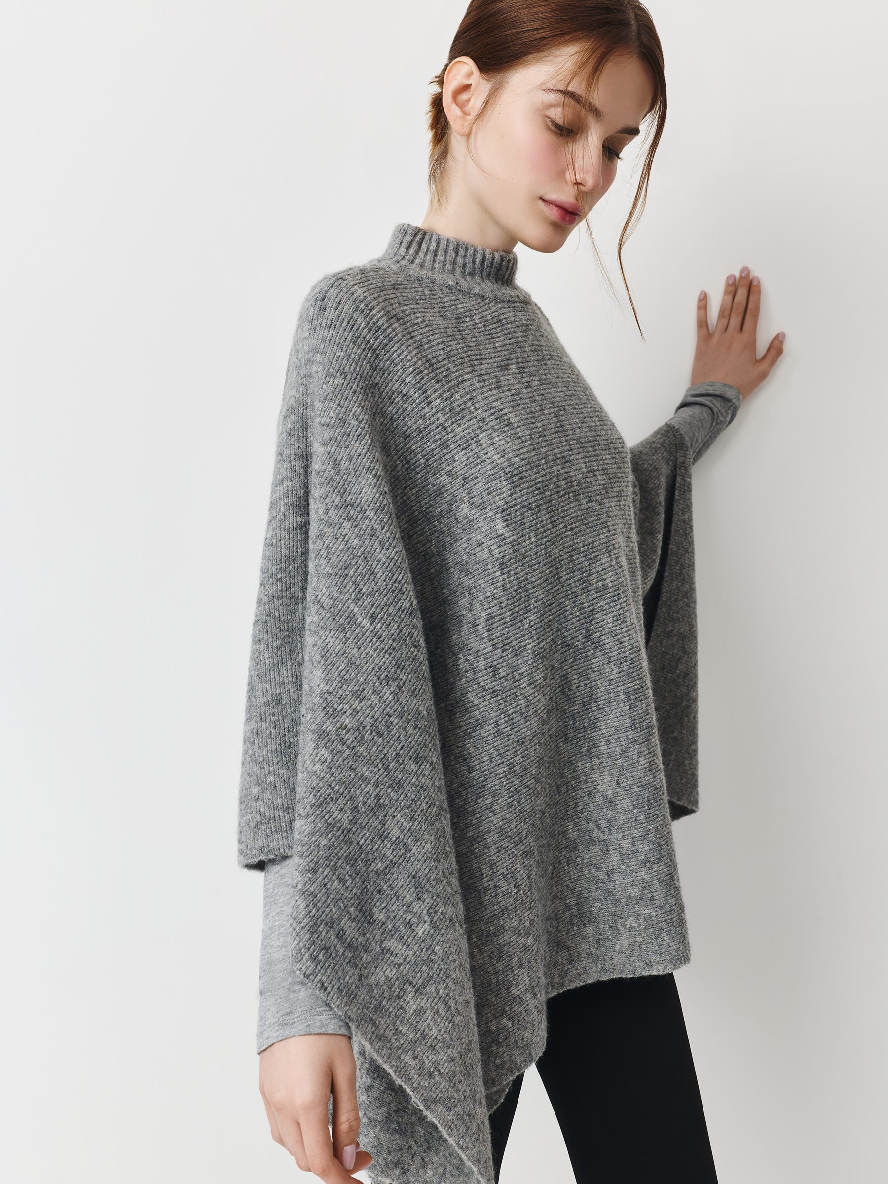 Пончо, 118х61 см, полиэстер/шерсть, серое, Poncho, image-3