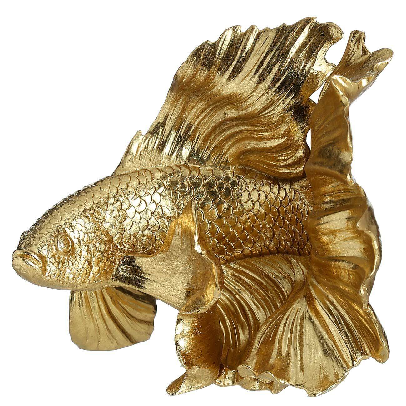 Статуэтка, 20 см, полирезин, золотистая, Рыбка, Goldfish статуэтка 35 см полирезин черно золотистая силуэт поцелуя baise