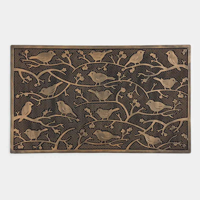 Коврик придверный, 45х75 см, резина, черно-бронзовый, Птицы, Home deco