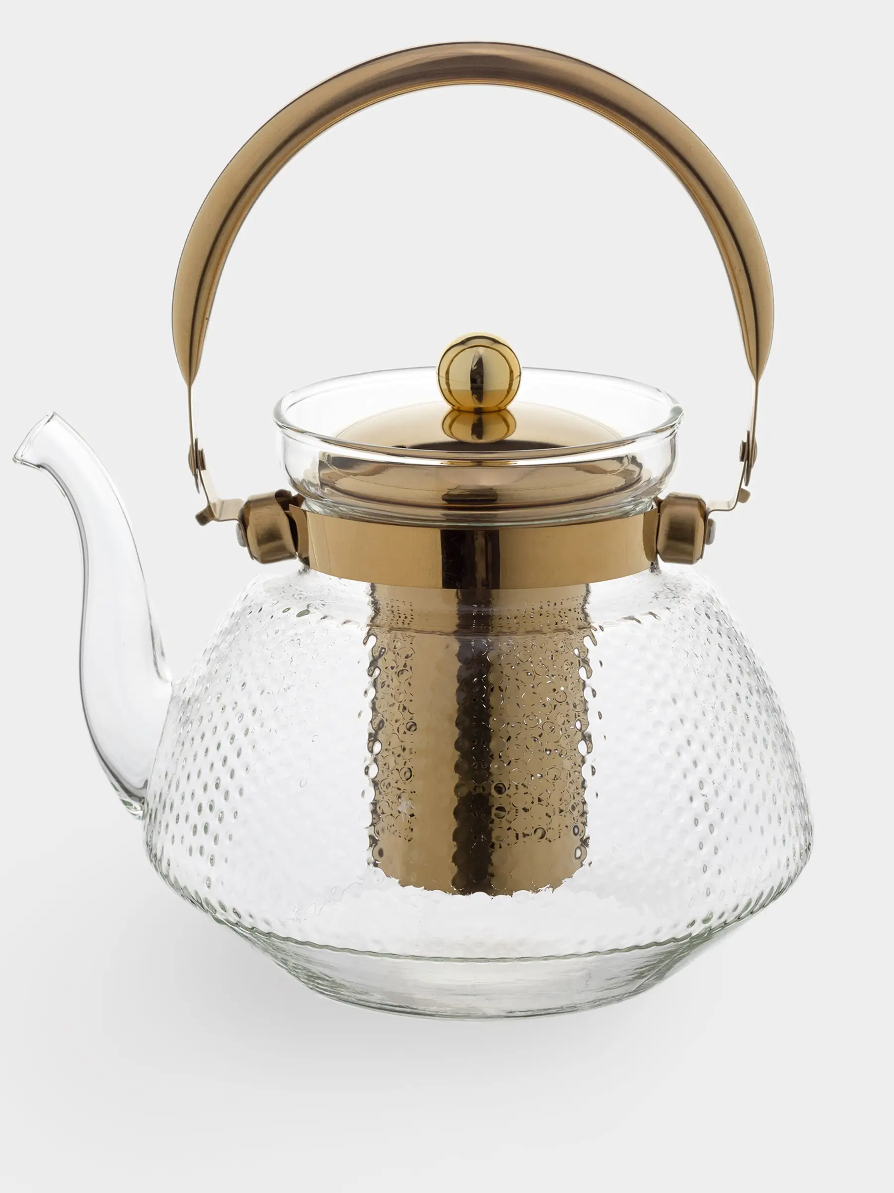 Чайник заварочный, 1,3 л, стекло Б/сталь, золотистый, Classic gold