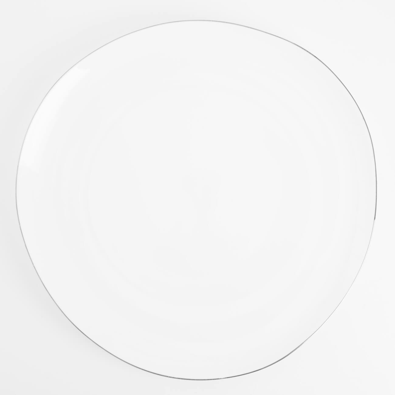 тарелка керамическая обеденная walmer ripple 27 см кремовый w37000971 Тарелка обеденная, 29 см, фарфор F, белая, Bend silver