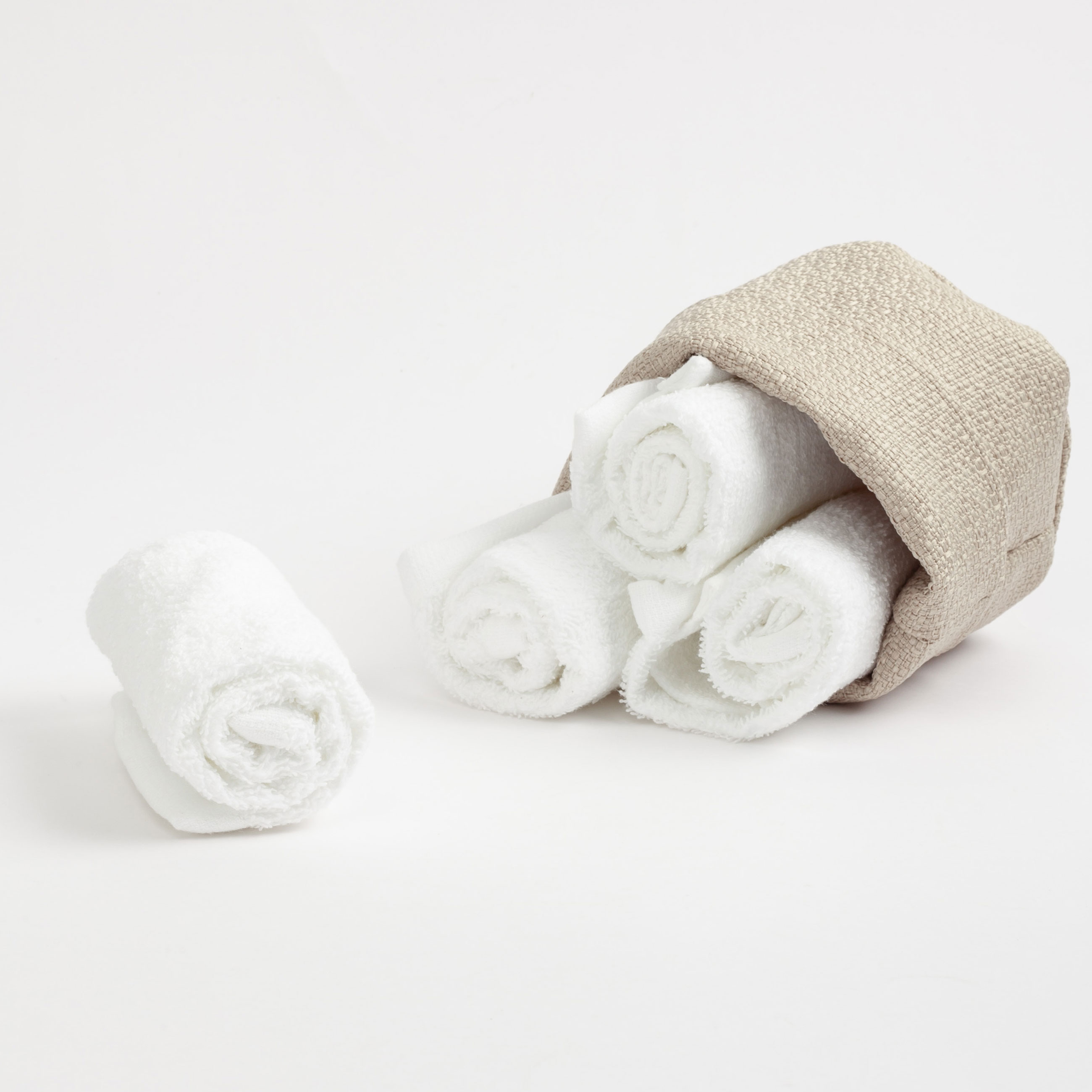 Полотенце, 30х30 см, 4 шт, в корзине, хлопок/полиэстер, белое, Basket towel